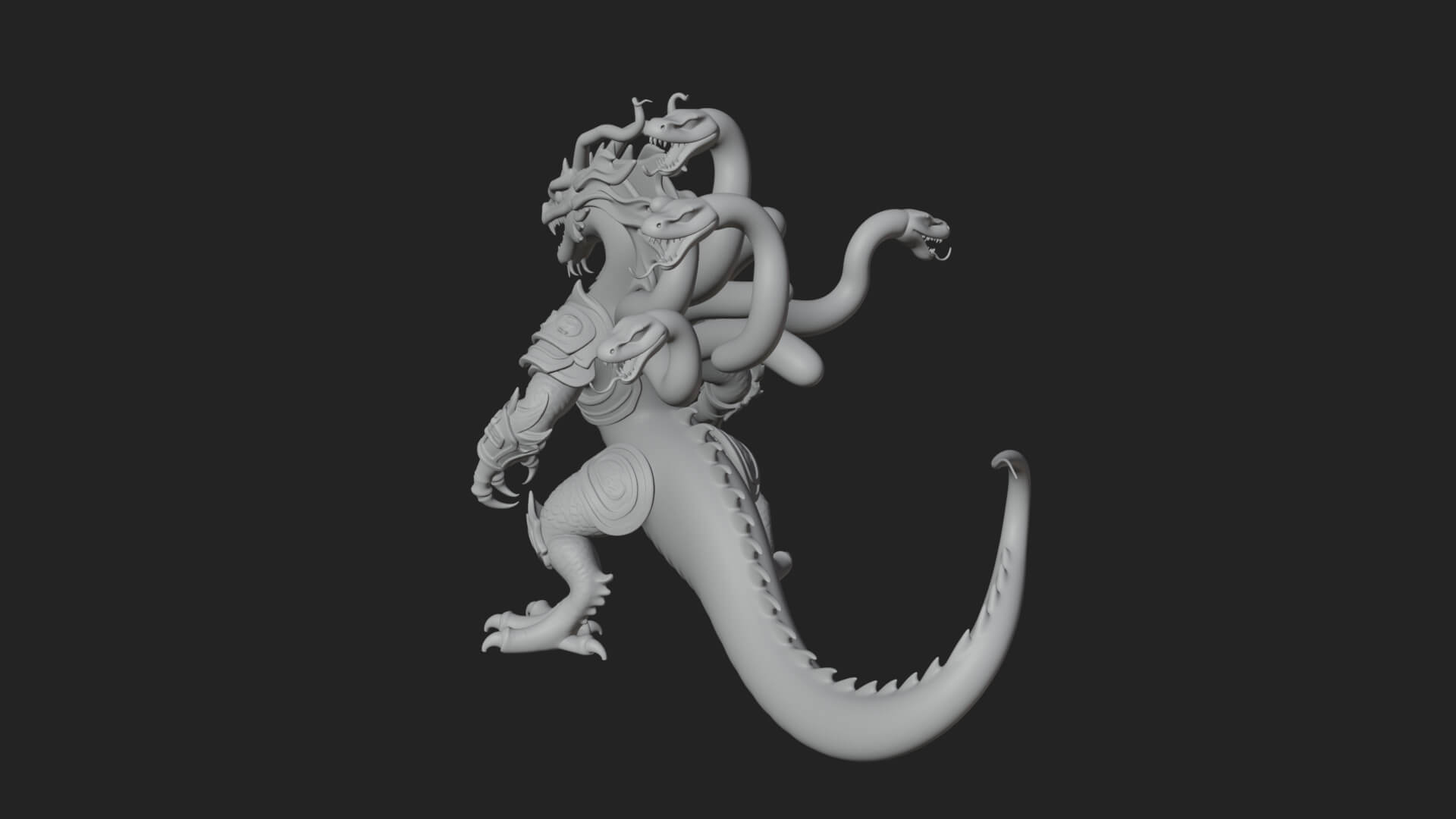 Multi-Headed Hydra Statue Design 4 3D Print Model 3D Model