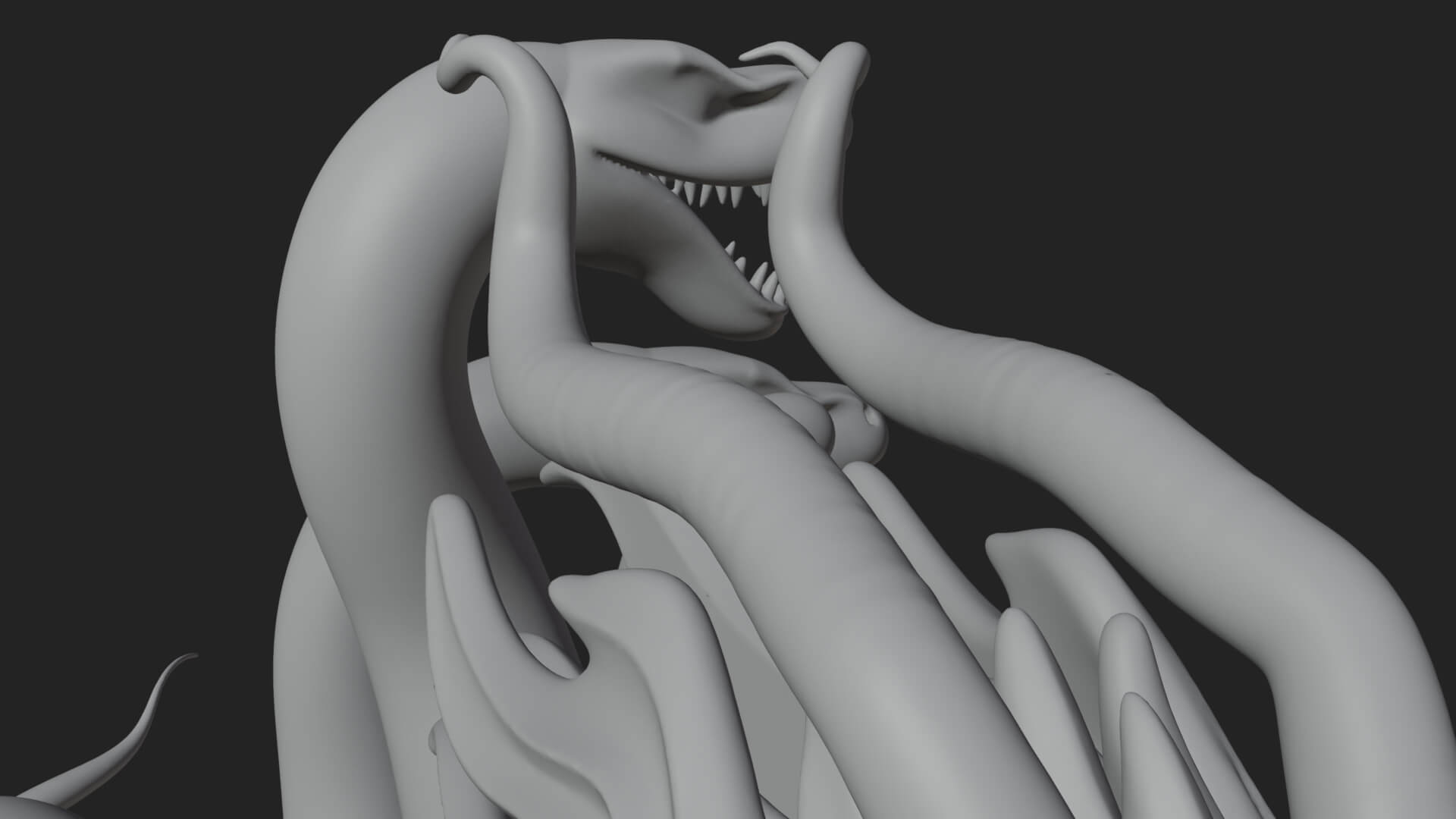 Multi-Headed Hydra Statue Design 4 3D Print Model 3D Model