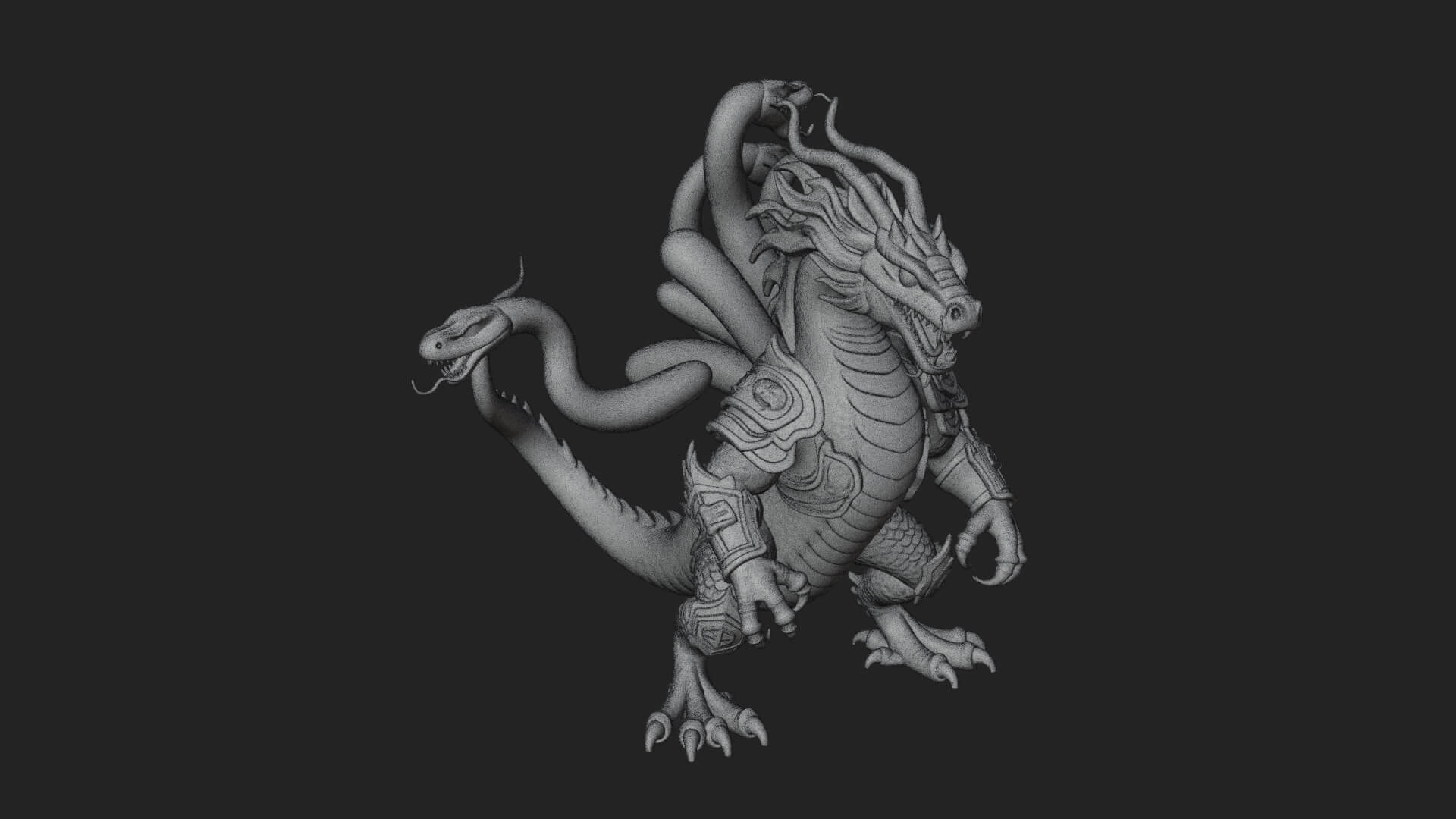 Multi-Headed Hydra Statue Design 4 3D Print Model 3D Model
