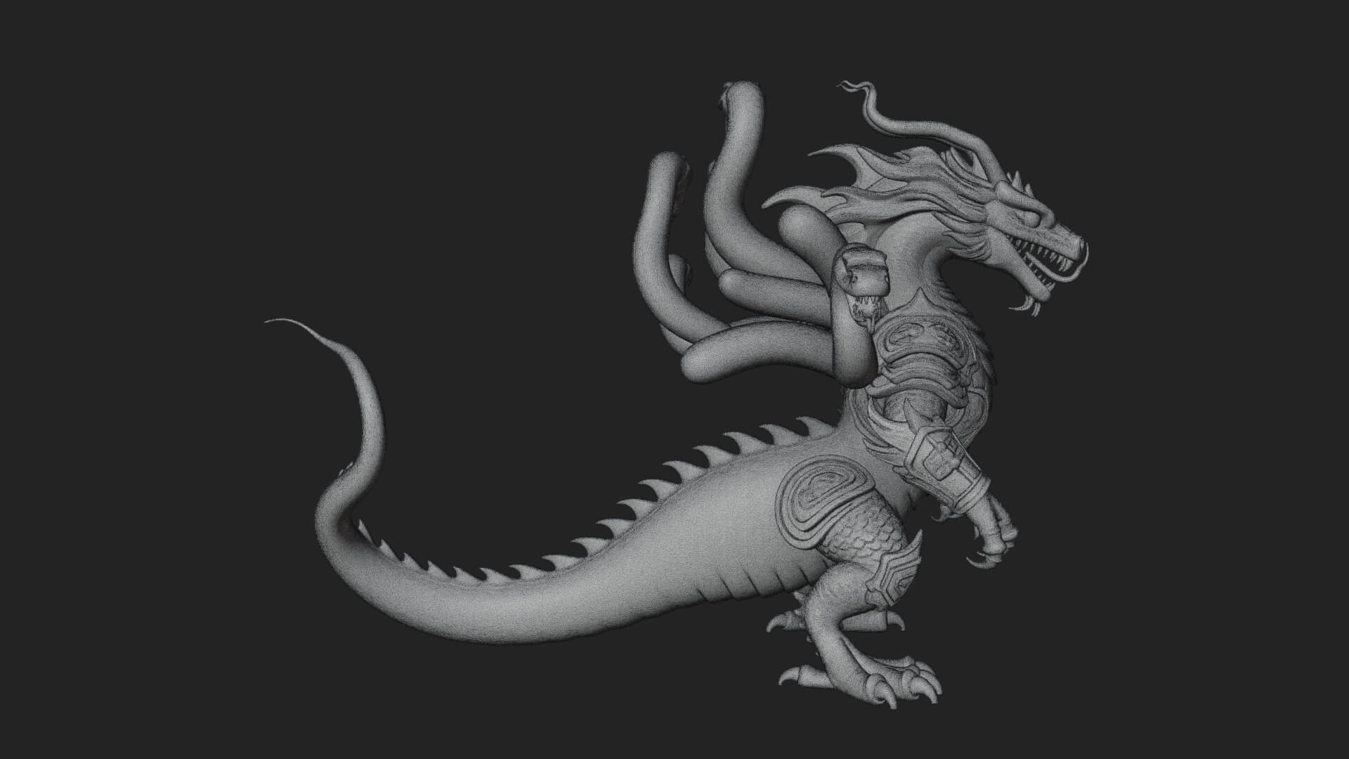 Multi-Headed Hydra Statue Design 4 3D Print Model 3D Model