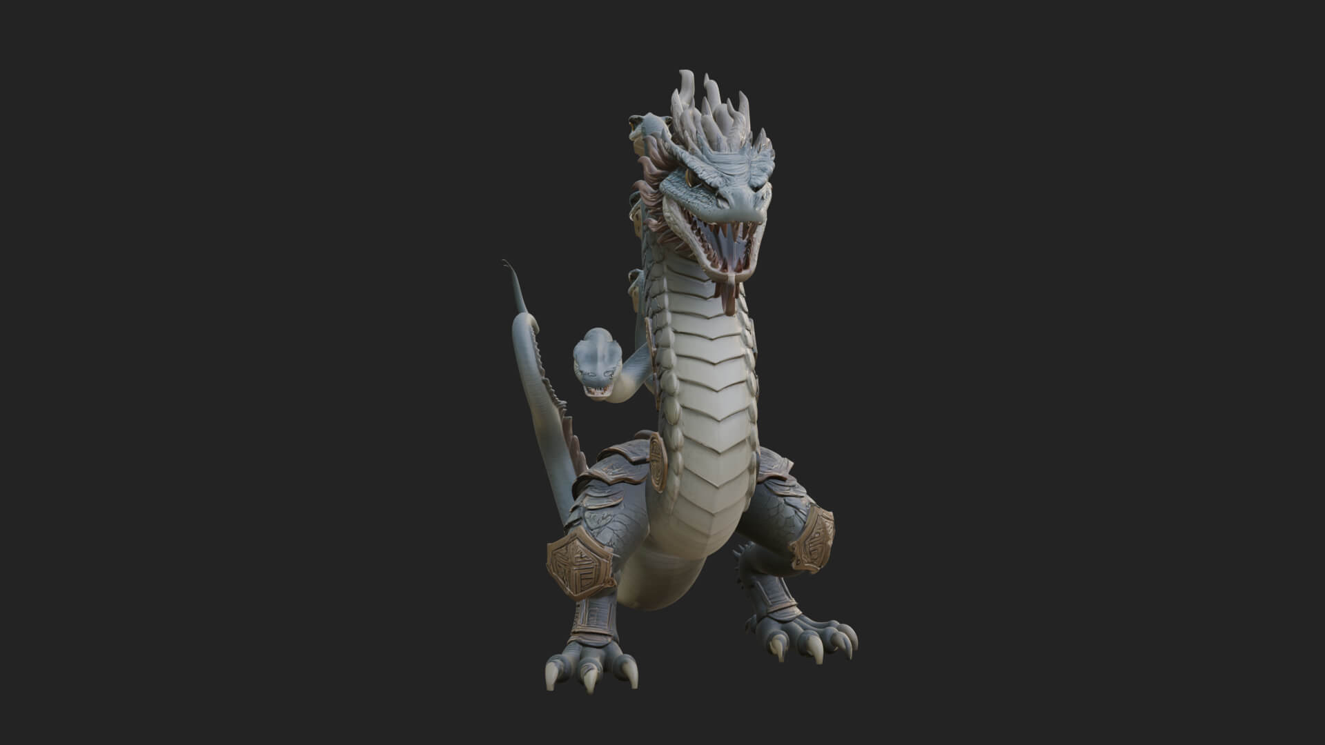 Multi-Headed Hydra Statue Design 5 3D Print Model 3D Model