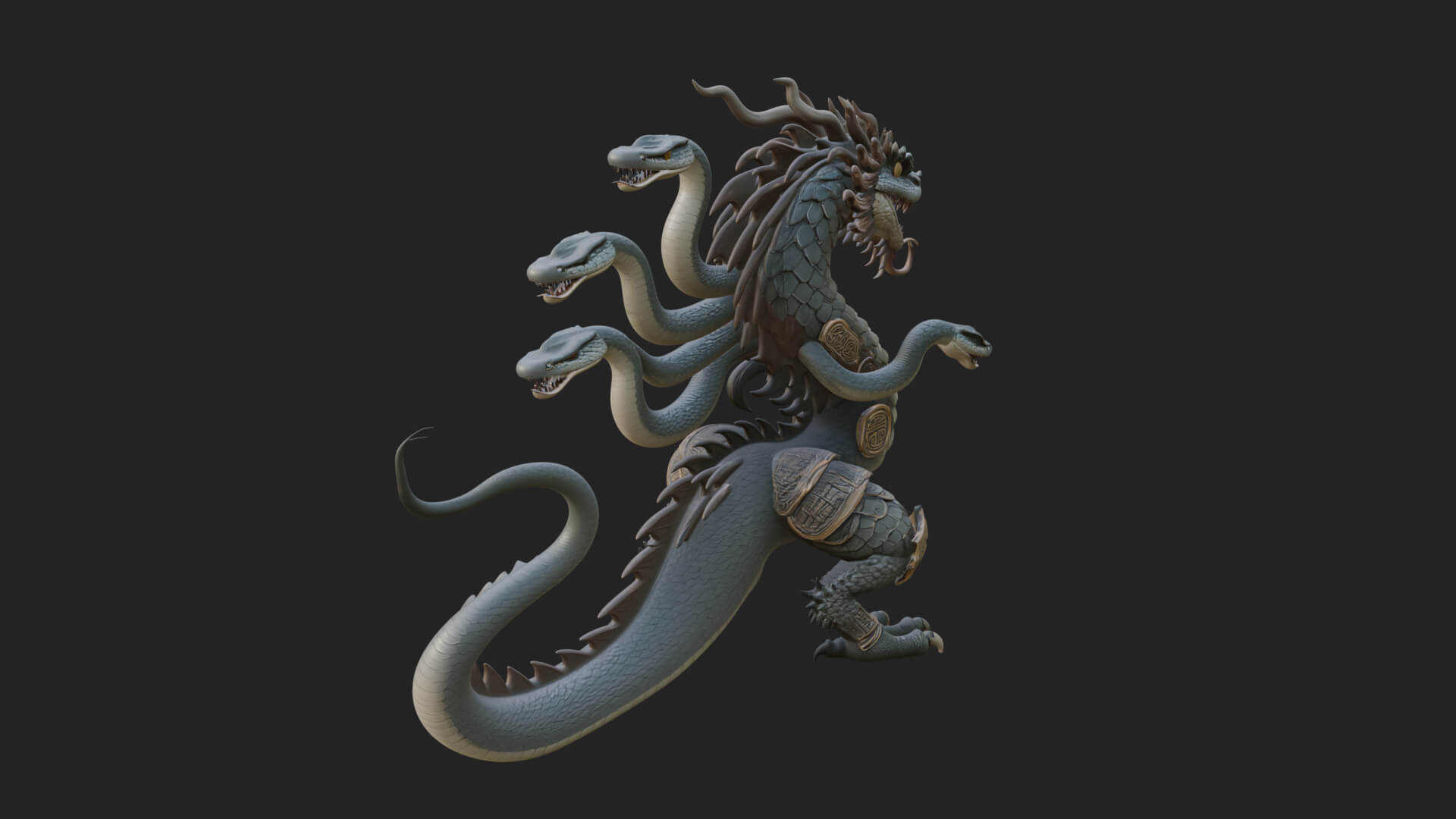 Multi-Headed Hydra Statue Design 5 3D Print Model 3D Model