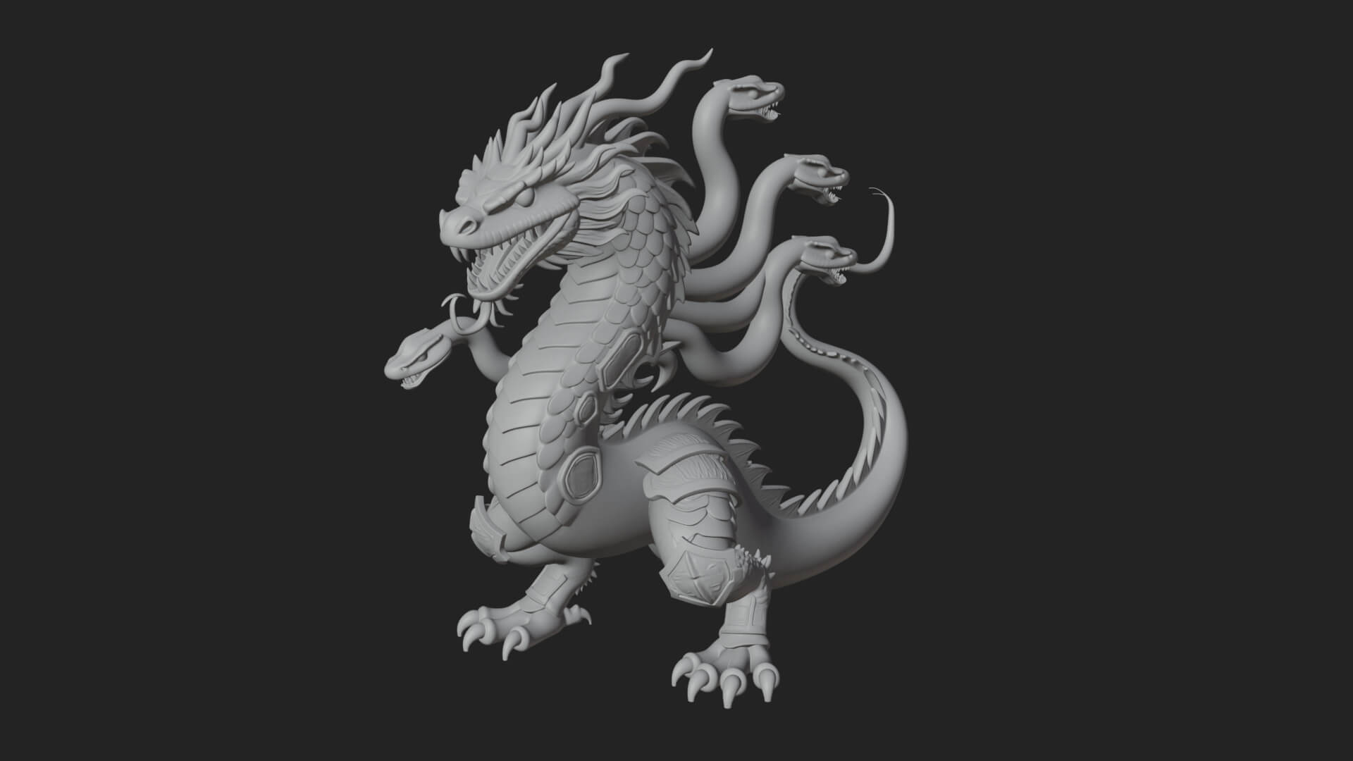 Multi-Headed Hydra Statue Design 5 3D Print Model 3D Model