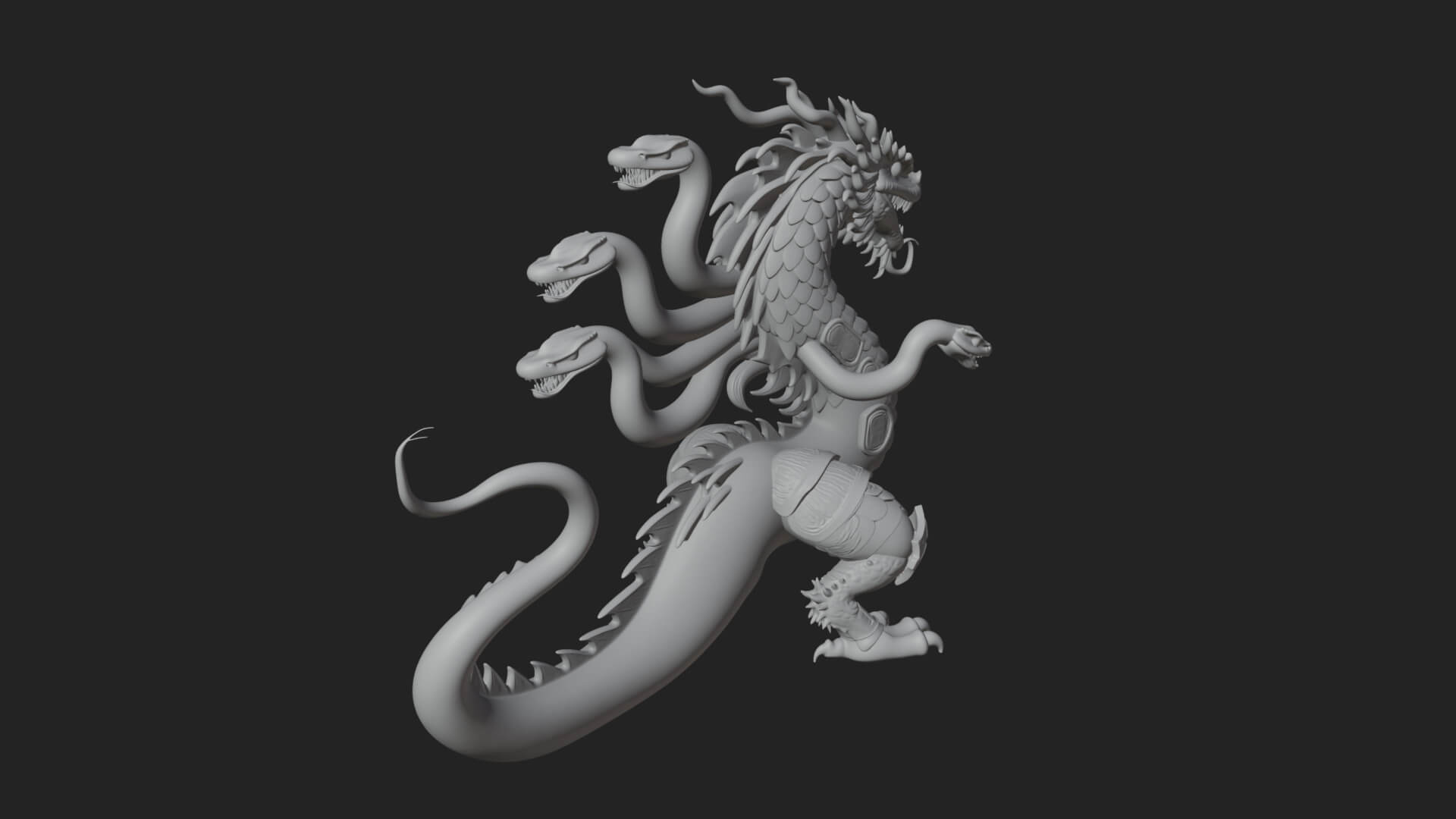Multi-Headed Hydra Statue Design 5 3D Print Model 3D Model