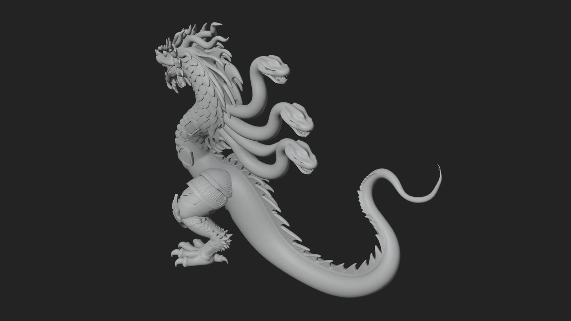 Multi-Headed Hydra Statue Design 5 3D Print Model 3D Model