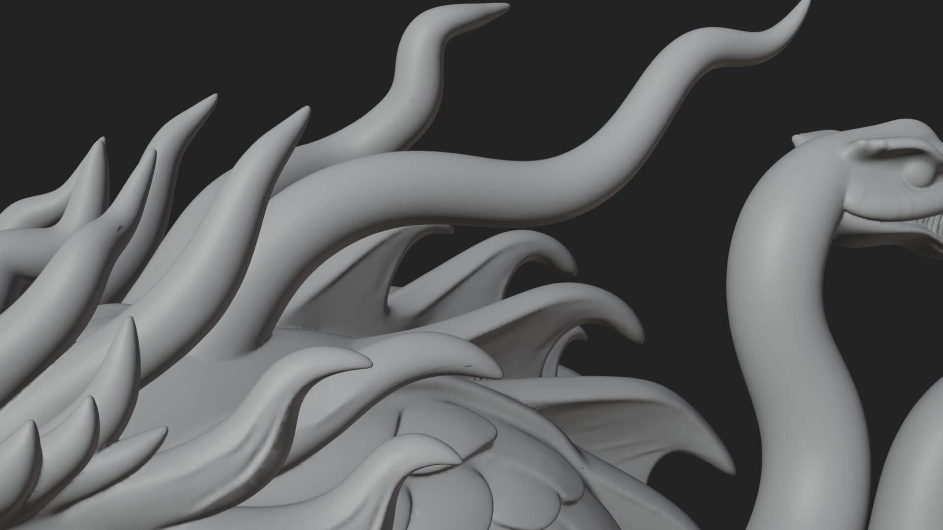 Multi-Headed Hydra Statue Design 5 3D Print Model 3D Model