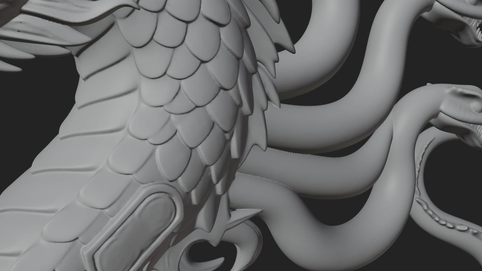 Multi-Headed Hydra Statue Design 5 3D Print Model 3D Model