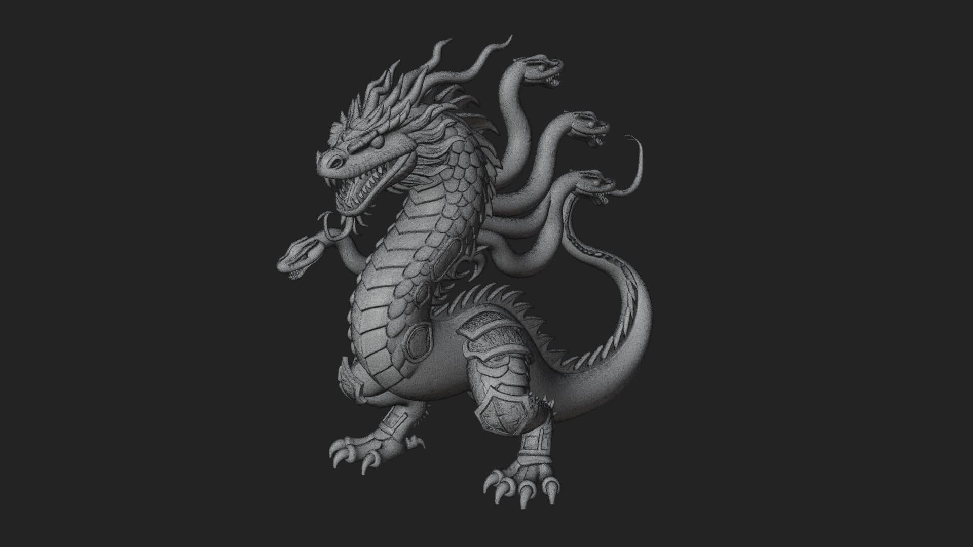 Multi-Headed Hydra Statue Design 5 3D Print Model 3D Model