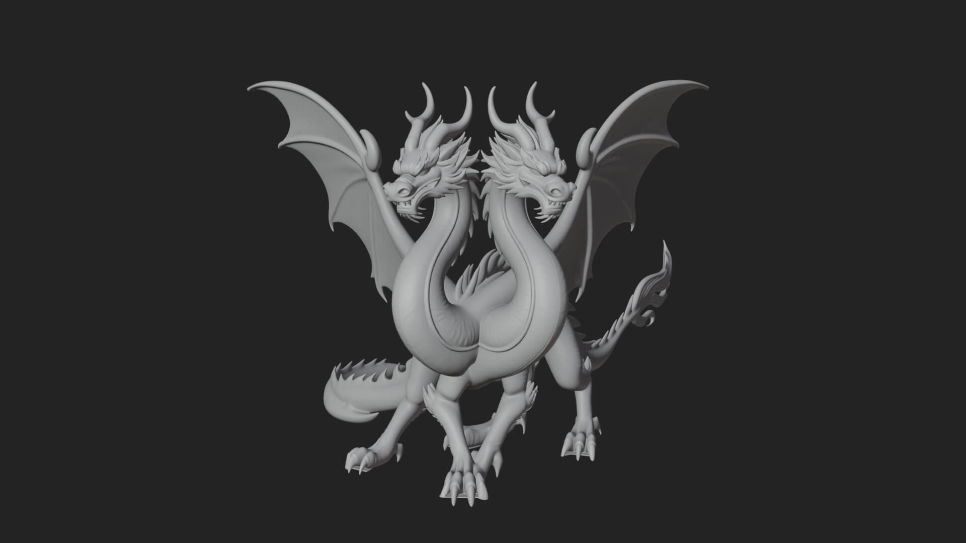 Multi-Headed Hydra Statue Design 6 3D Print Model 3D Model