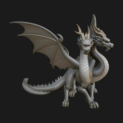 Multi-Headed Hydra Statue Design 6 3D Print Model