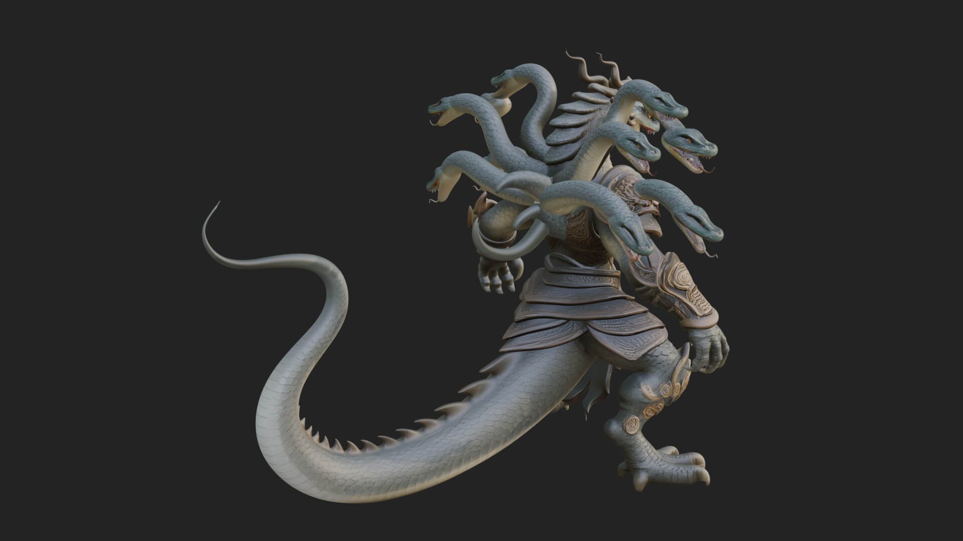 Multi-Headed Hydra Statue Design 7 3D Print Model 3D Model
