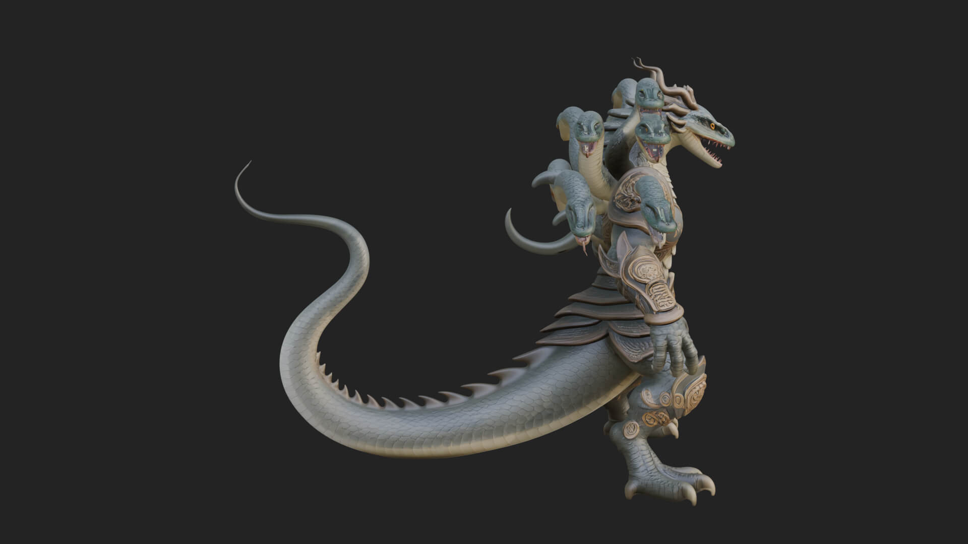 Multi-Headed Hydra Statue Design 7 3D Print Model 3D Model