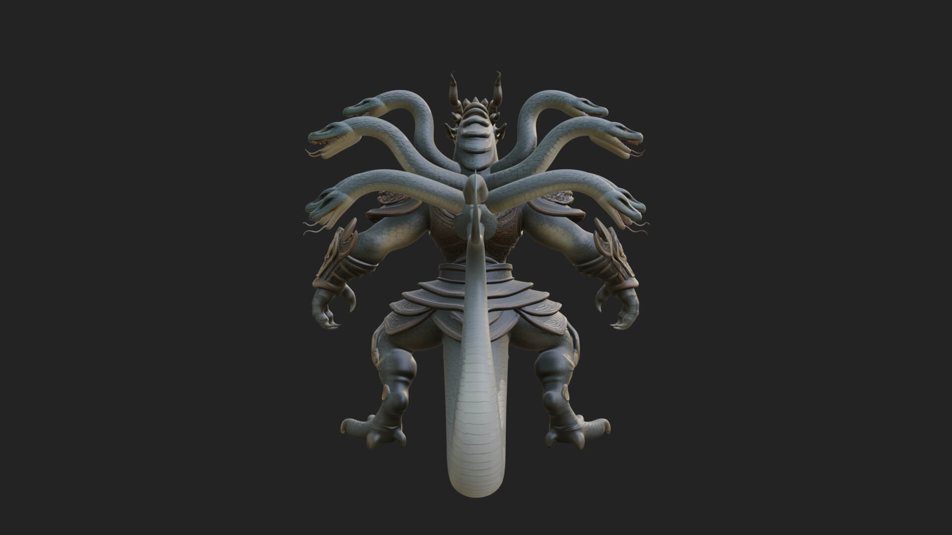 Multi-Headed Hydra Statue Design 7 3D Print Model 3D Model