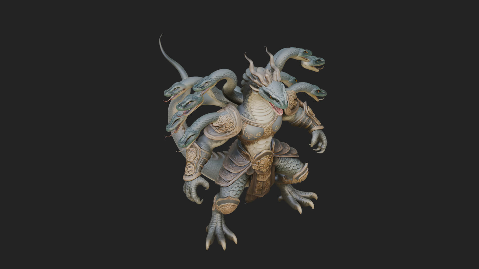 Multi-Headed Hydra Statue Design 7 3D Print Model 3D Model
