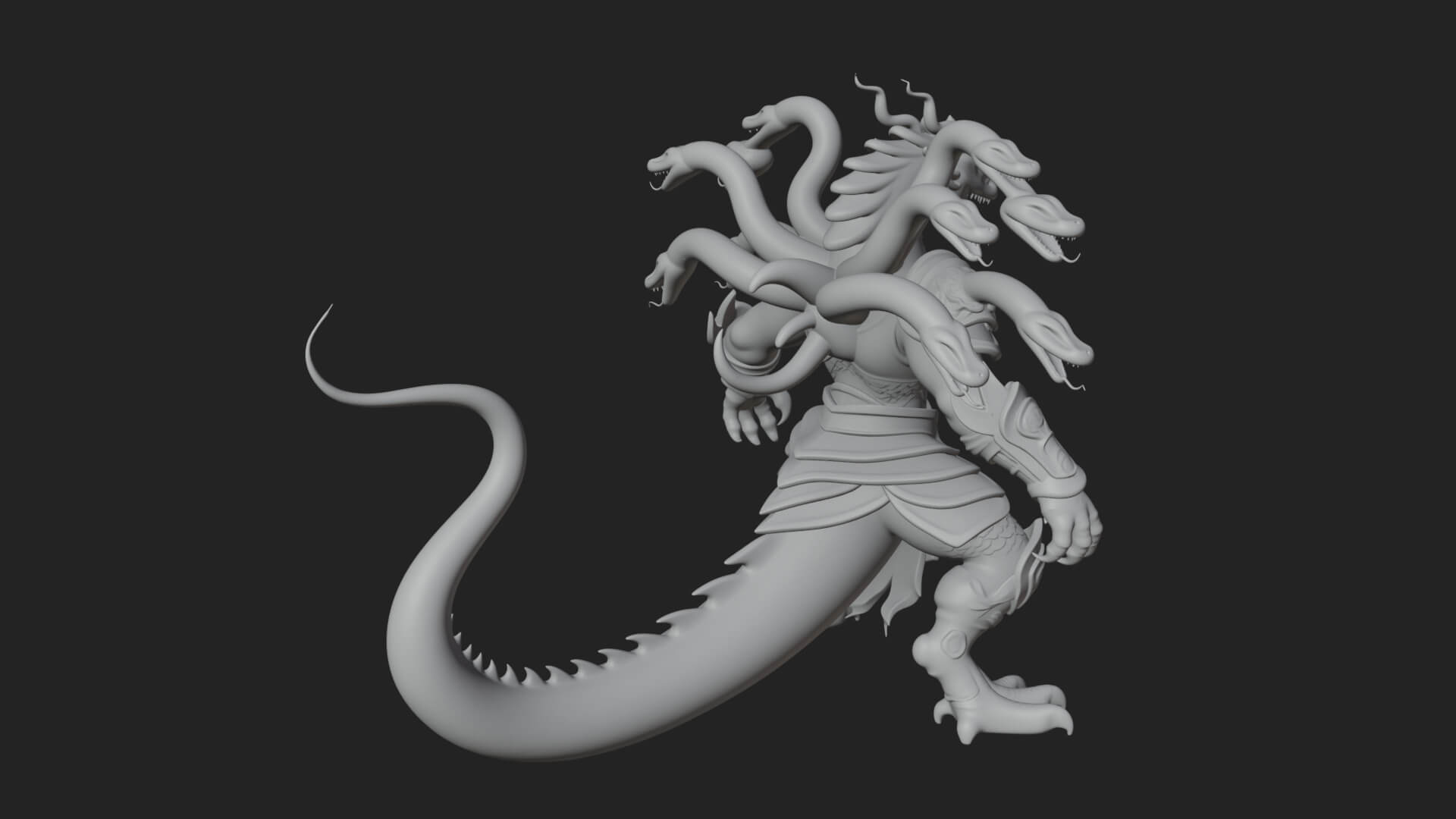 Multi-Headed Hydra Statue Design 7 3D Print Model 3D Model