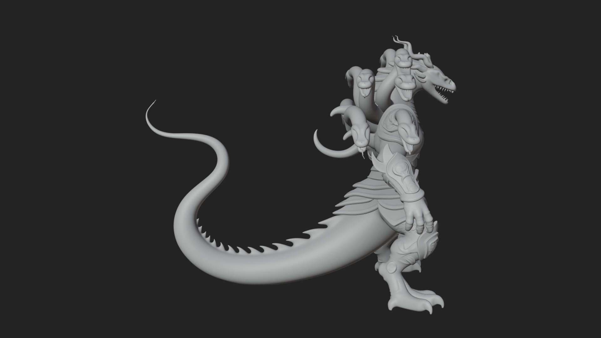 Multi-Headed Hydra Statue Design 7 3D Print Model 3D Model