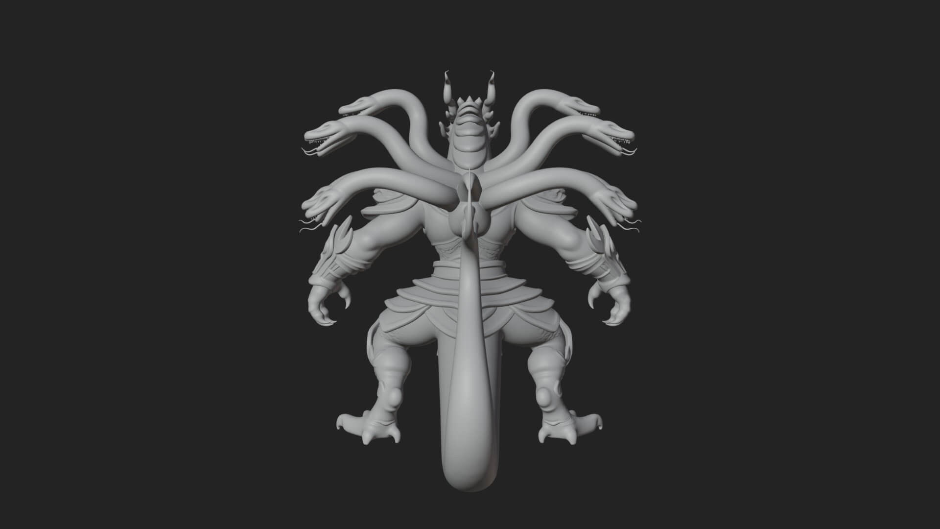 Multi-Headed Hydra Statue Design 7 3D Print Model 3D Model