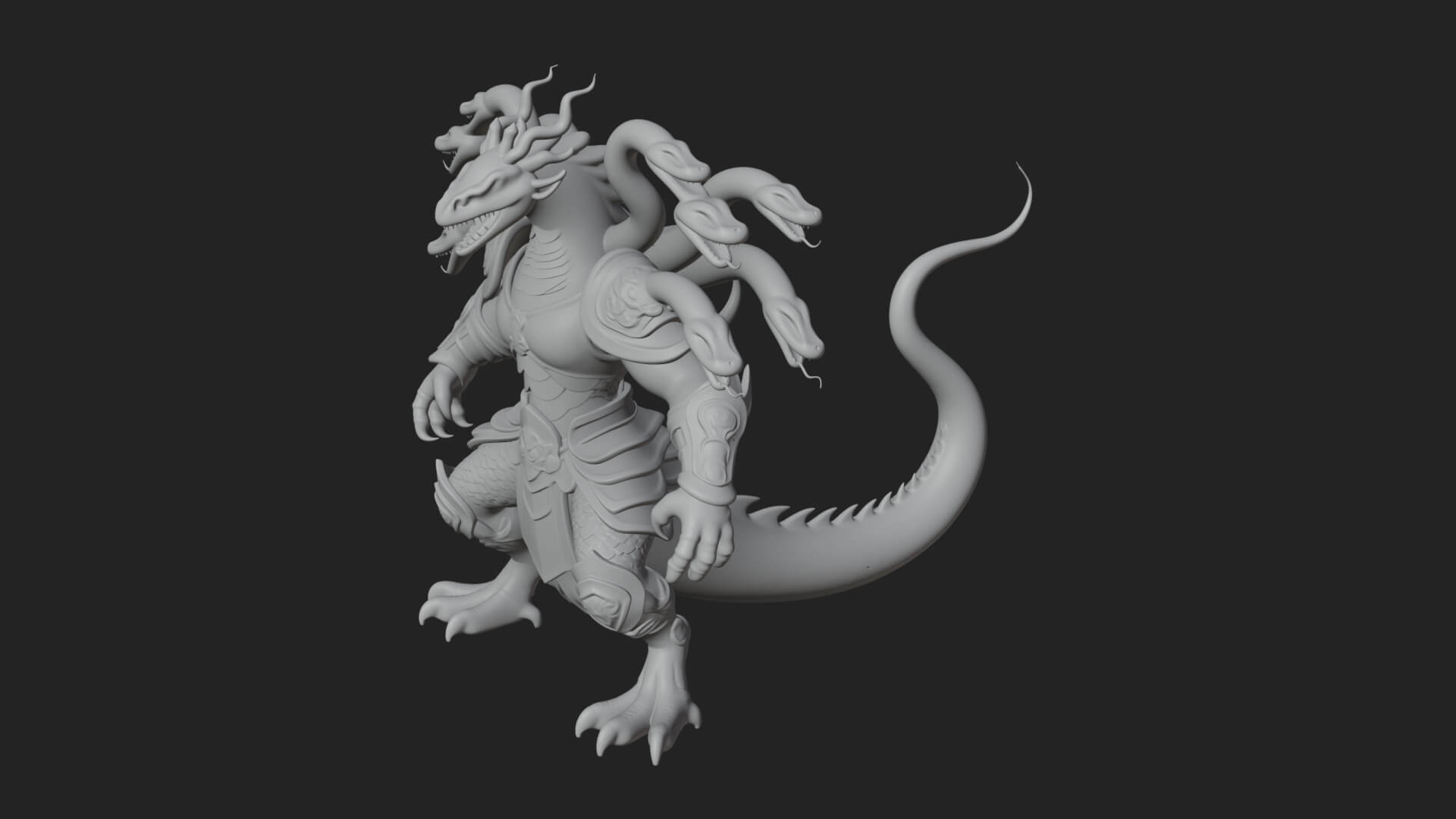 Multi-Headed Hydra Statue Design 7 3D Print Model 3D Model