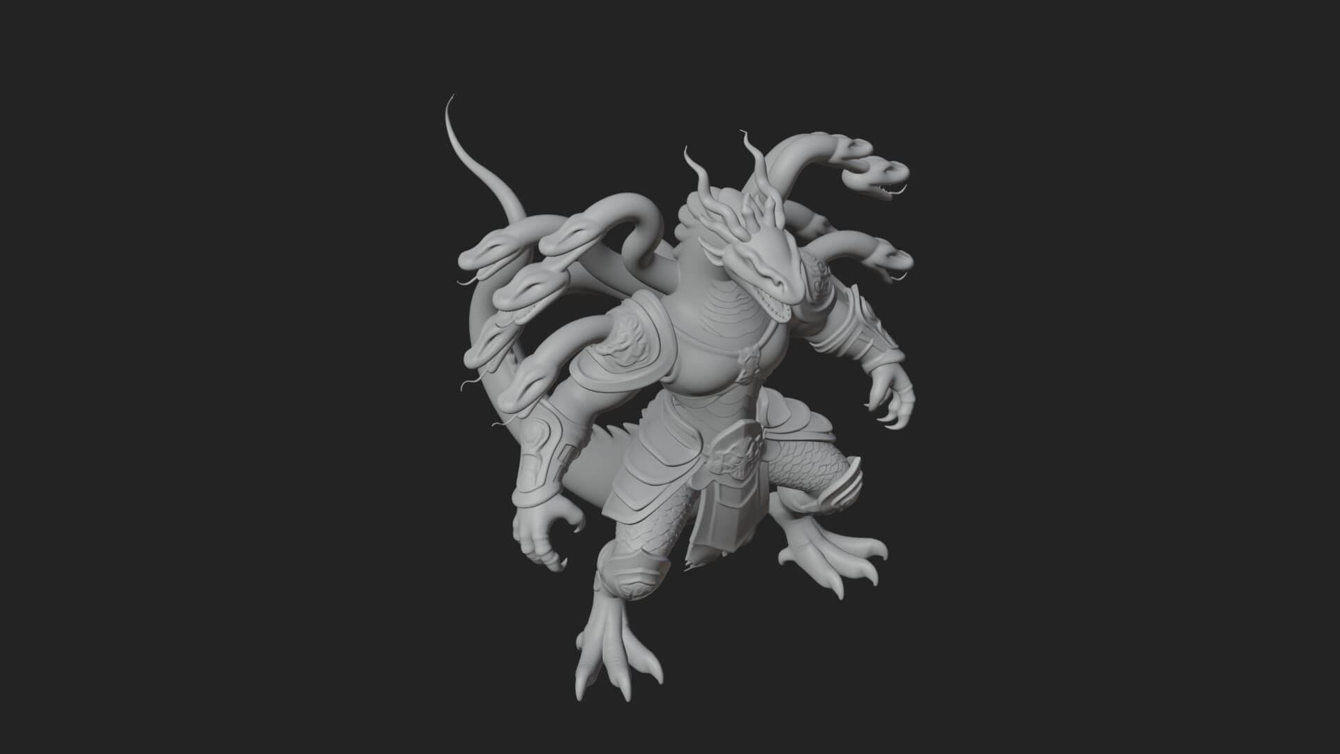 Multi-Headed Hydra Statue Design 7 3D Print Model 3D Model