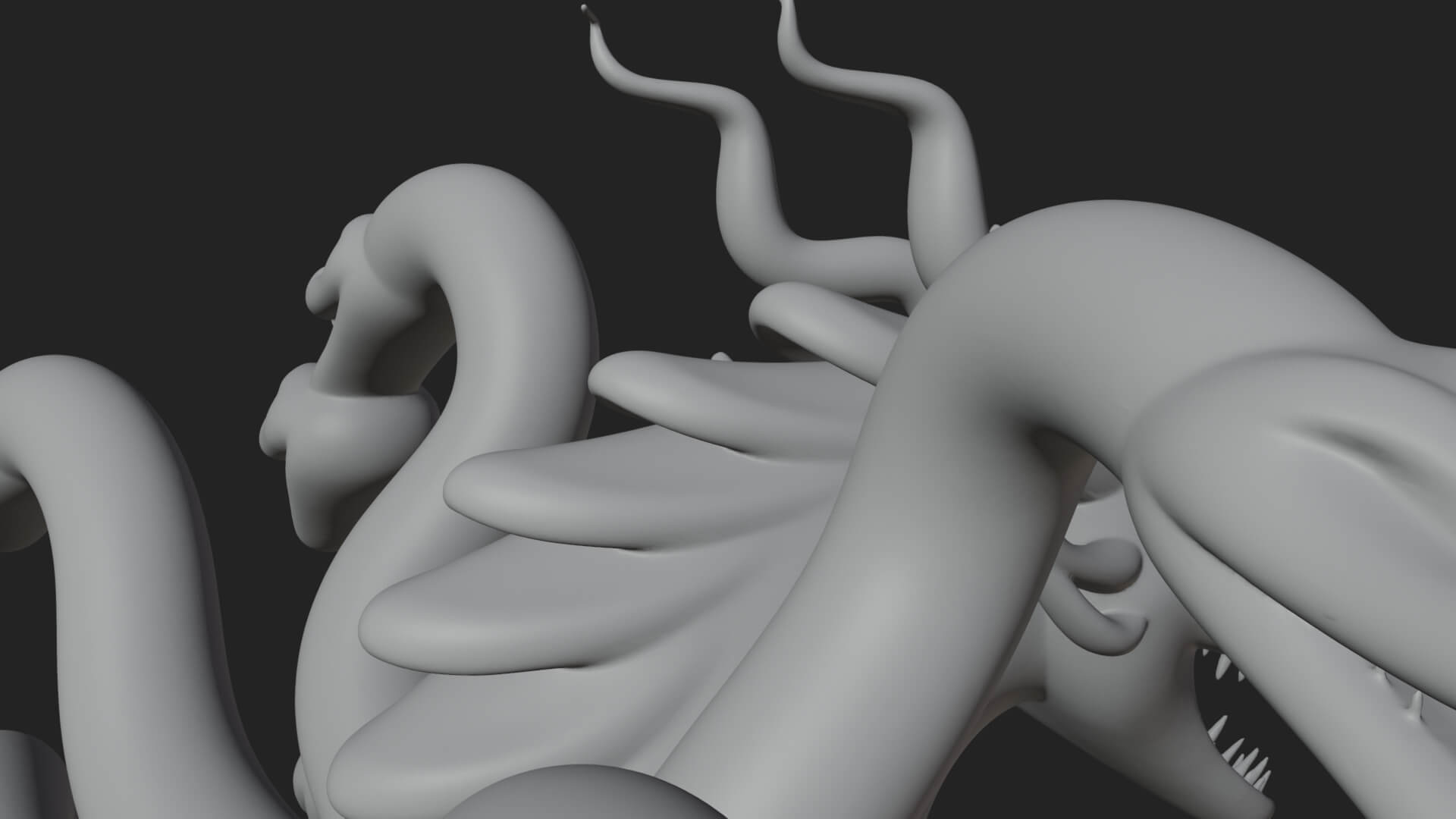Multi-Headed Hydra Statue Design 7 3D Print Model 3D Model