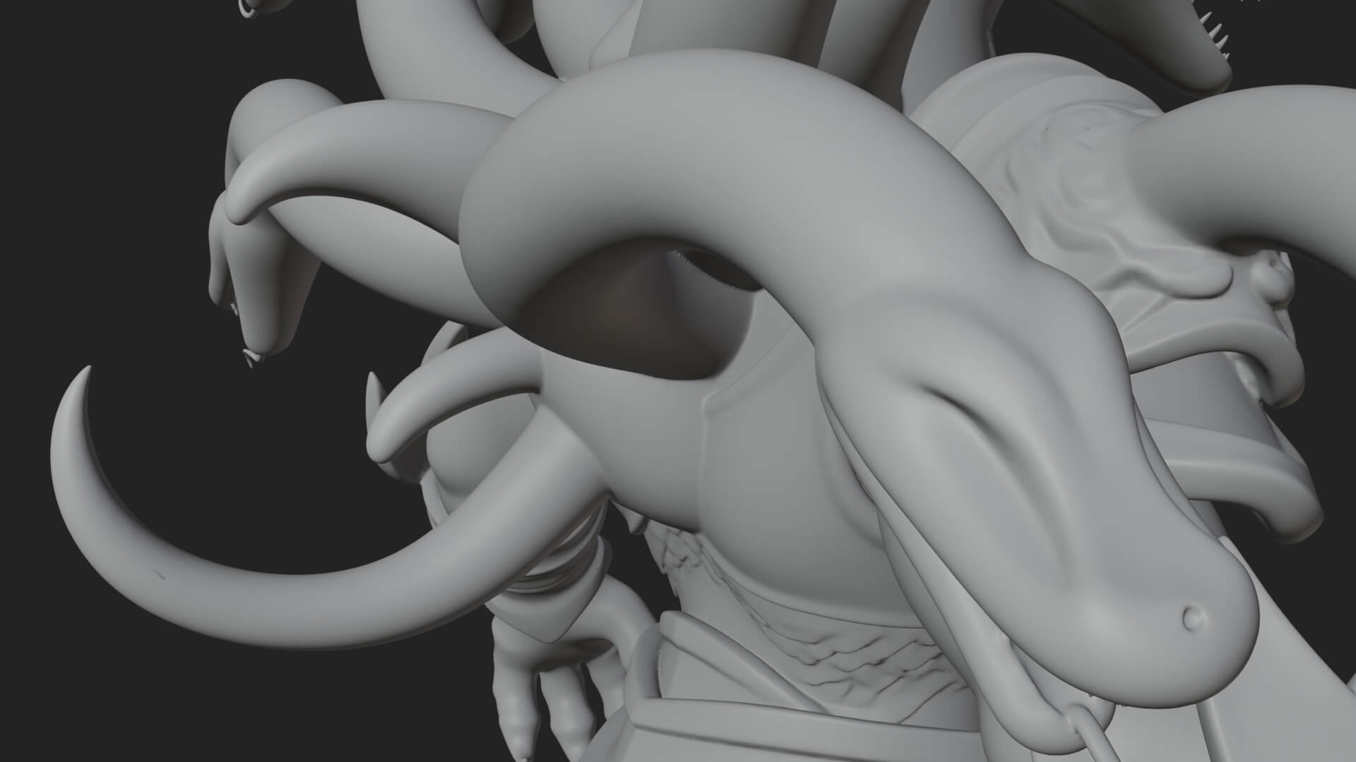 Multi-Headed Hydra Statue Design 7 3D Print Model 3D Model