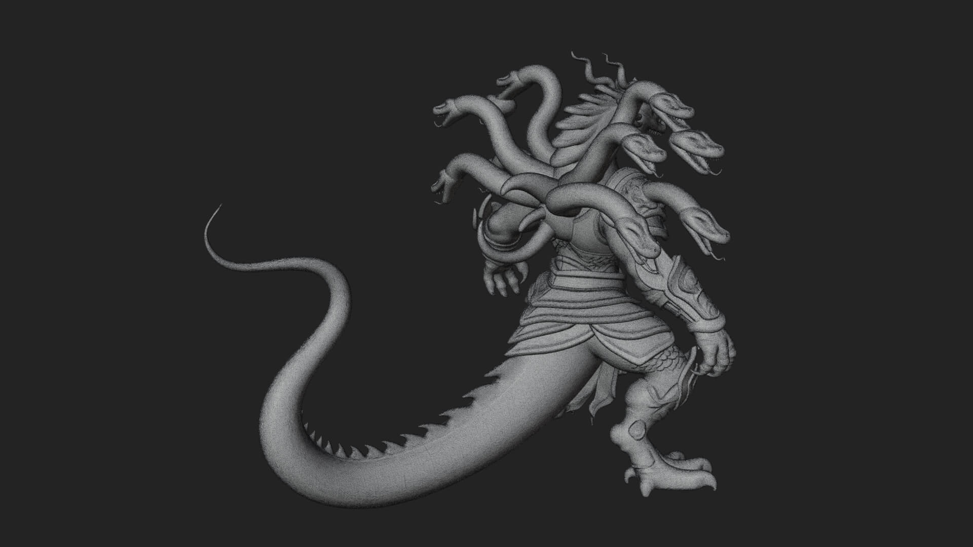 Multi-Headed Hydra Statue Design 7 3D Print Model 3D Model