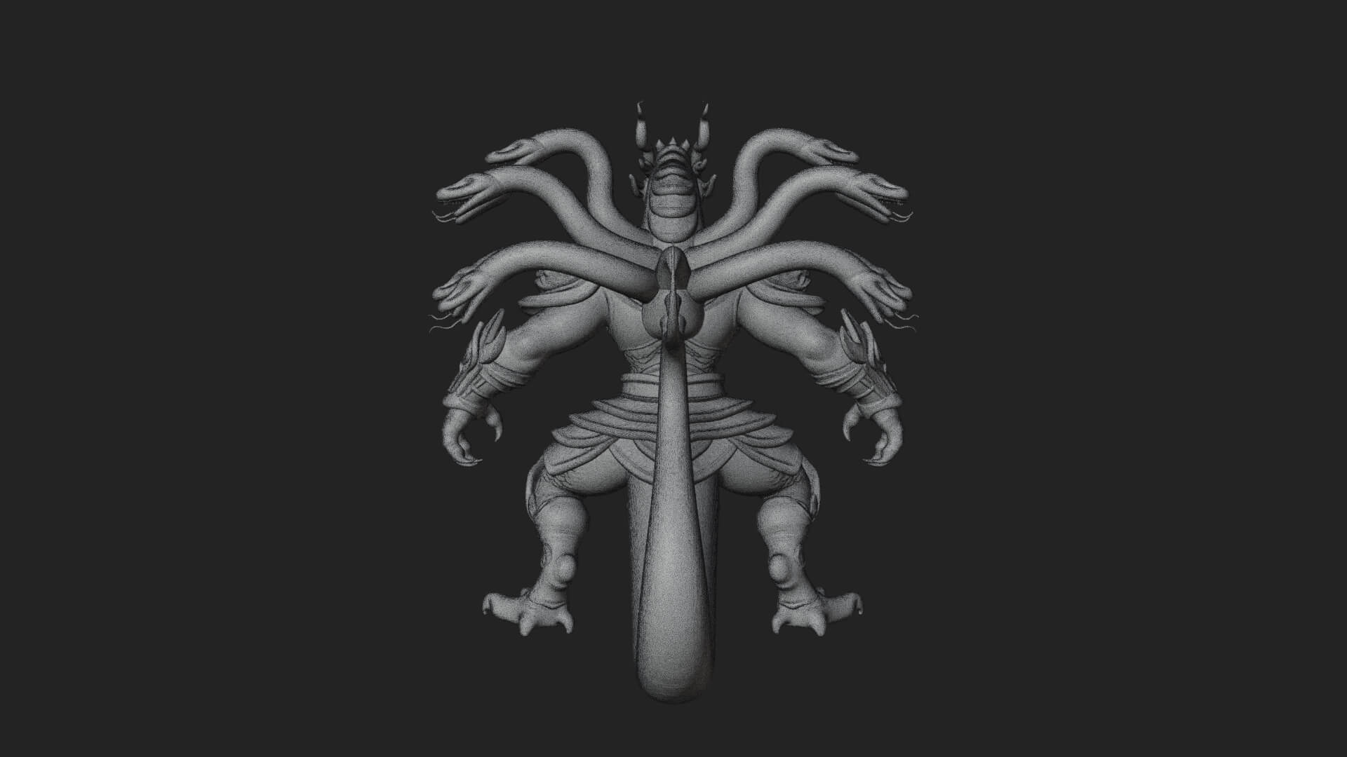 Multi-Headed Hydra Statue Design 7 3D Print Model 3D Model