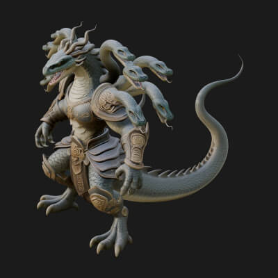 Multi-Headed Hydra Statue Design 7 3D Print Model