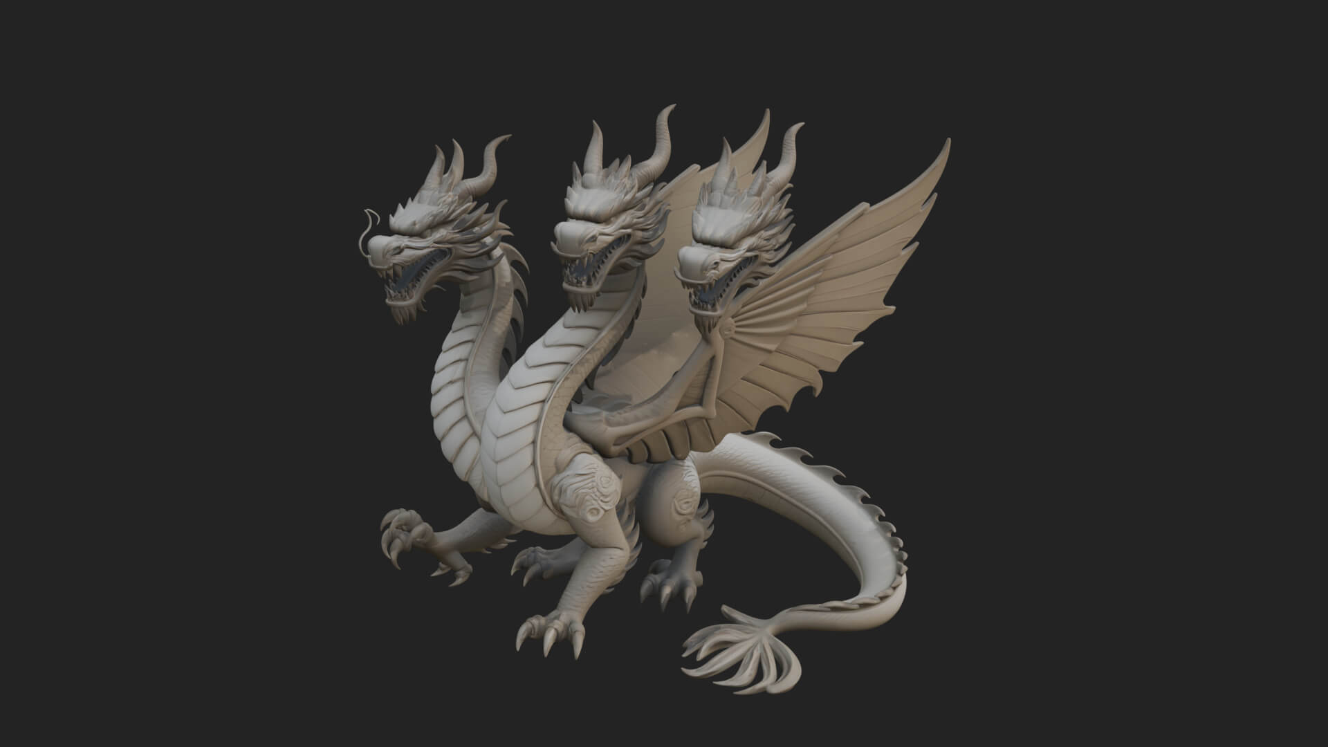 Multi-Headed Hydra Statue Design 8 3D Print Model 3D Model