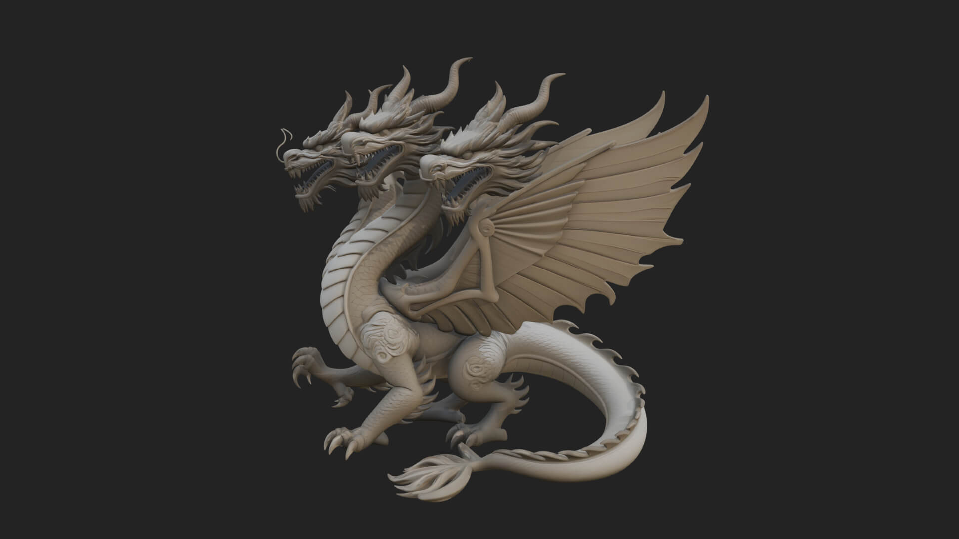 Multi-Headed Hydra Statue Design 8 3D Print Model 3D Model