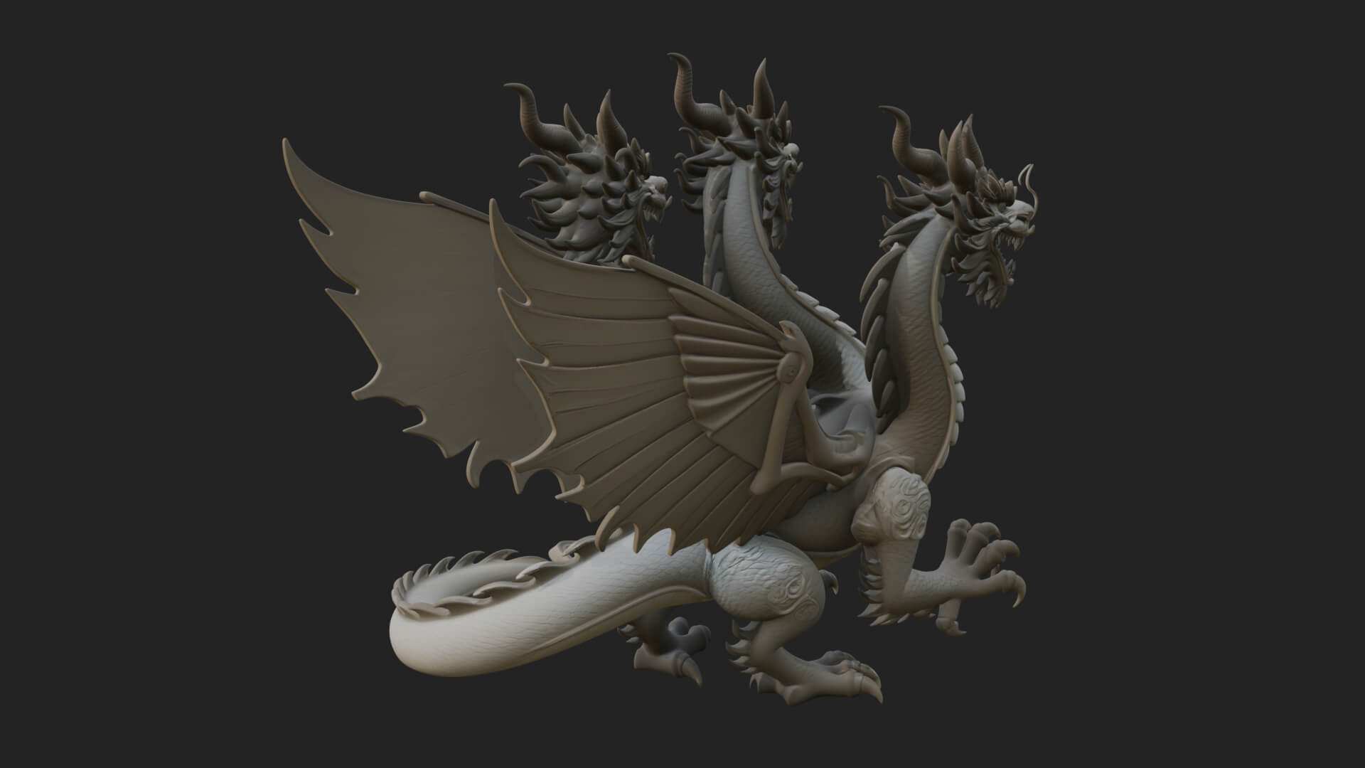 Multi-Headed Hydra Statue Design 8 3D Print Model 3D Model