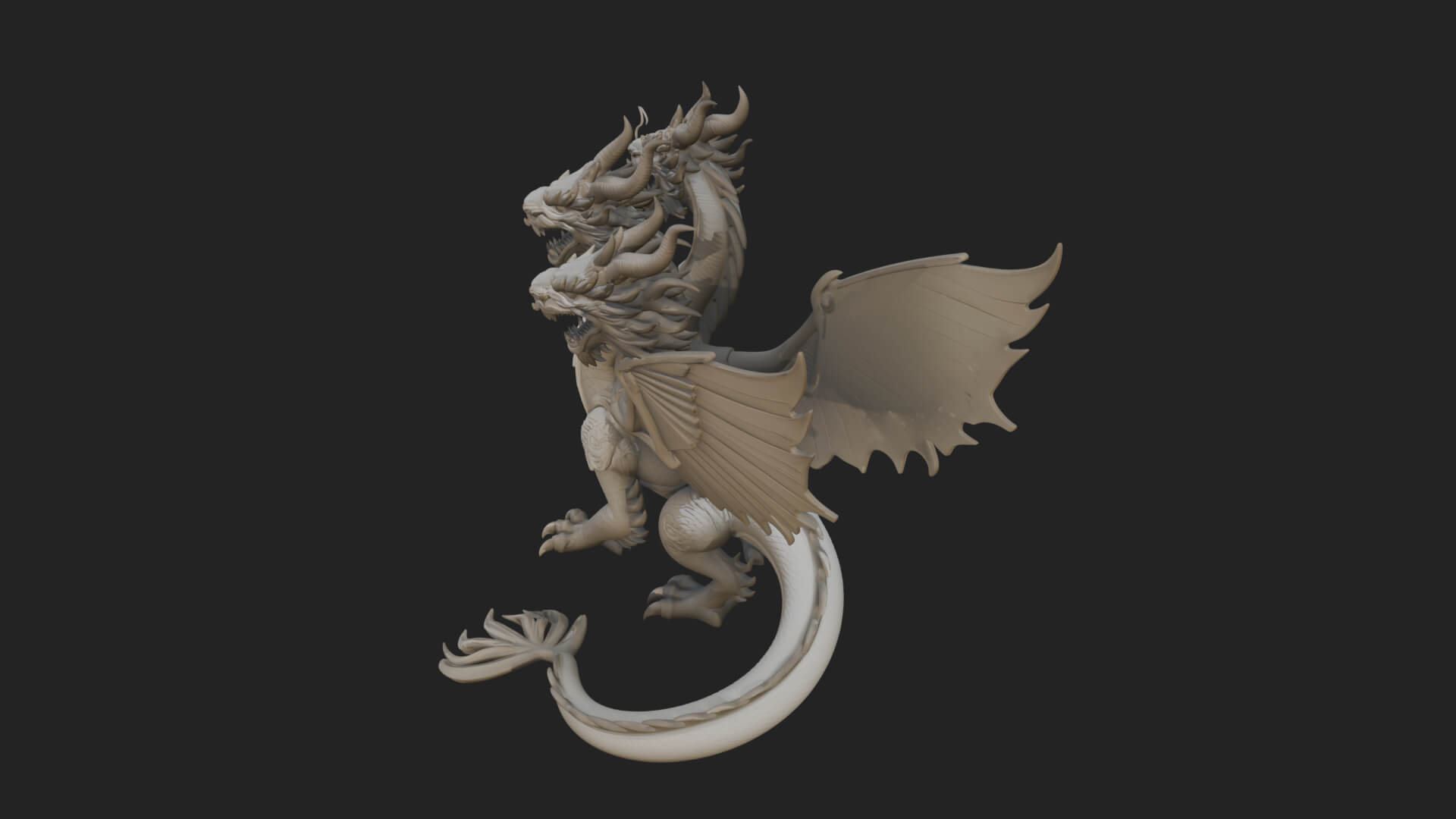 Multi-Headed Hydra Statue Design 8 3D Print Model 3D Model
