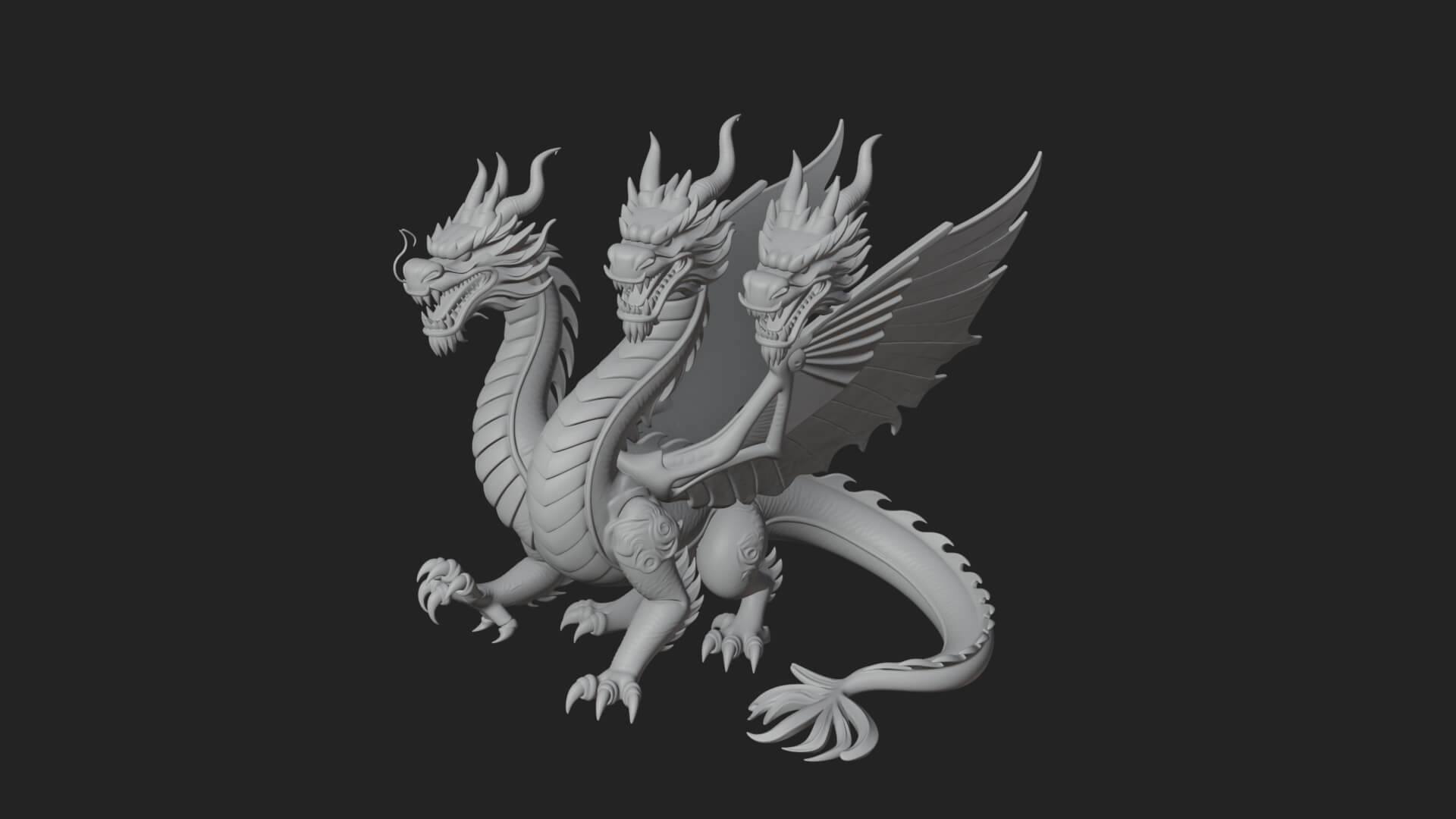 Multi-Headed Hydra Statue Design 8 3D Print Model 3D Model