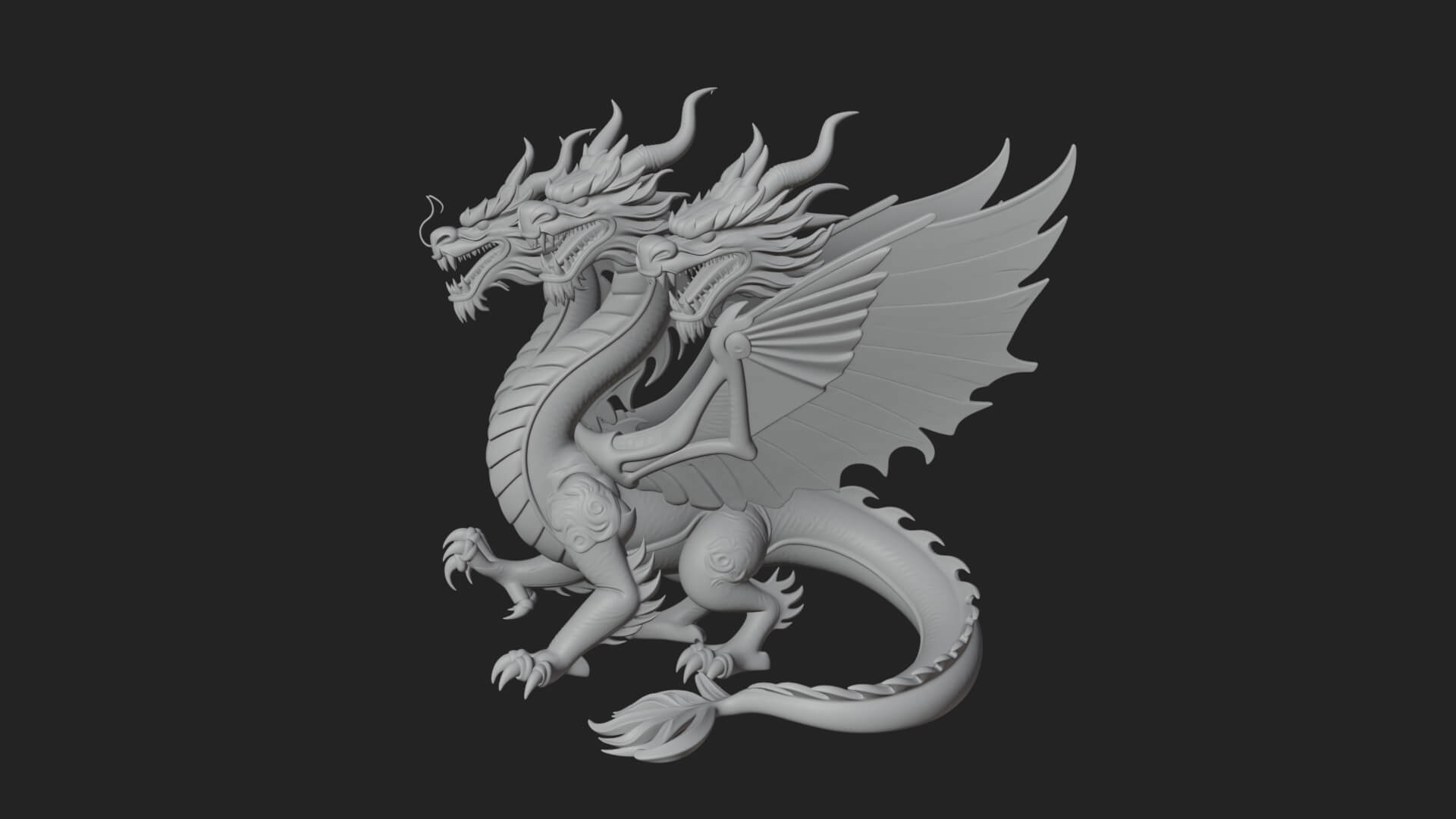 Multi-Headed Hydra Statue Design 8 3D Print Model 3D Model