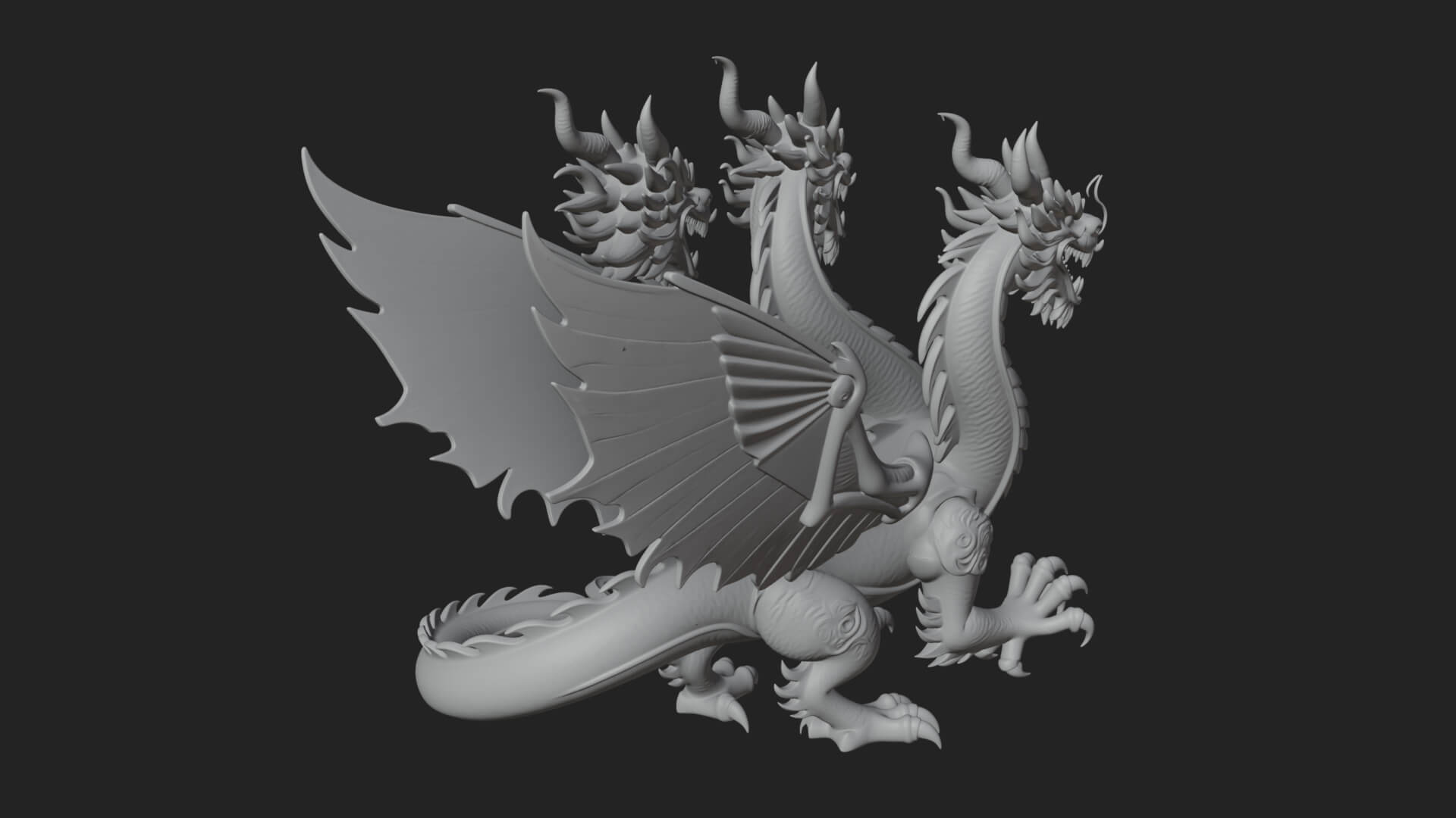 Multi-Headed Hydra Statue Design 8 3D Print Model 3D Model