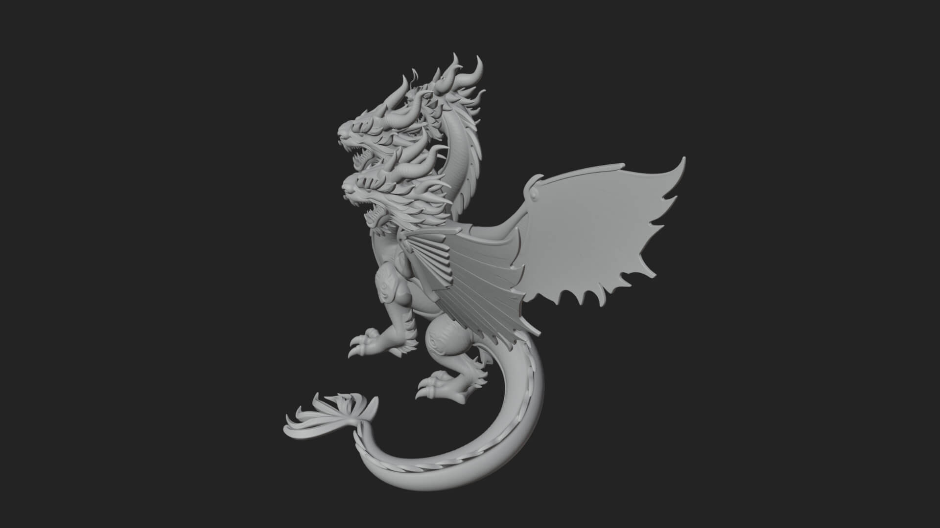 Multi-Headed Hydra Statue Design 8 3D Print Model 3D Model