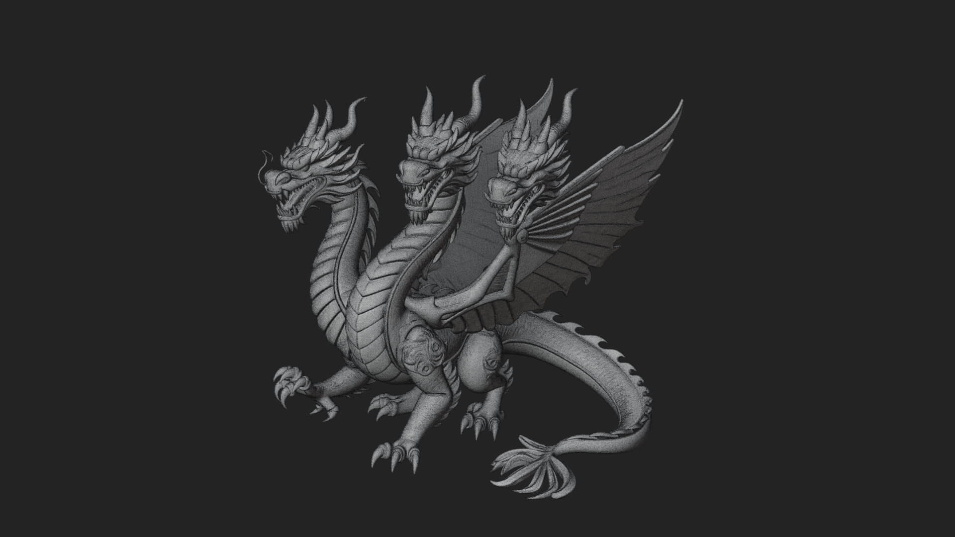 Multi-Headed Hydra Statue Design 8 3D Print Model 3D Model