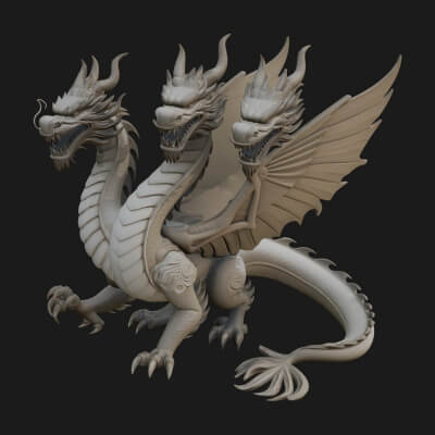 Multi-Headed Hydra Statue Design 8 3D Print Model