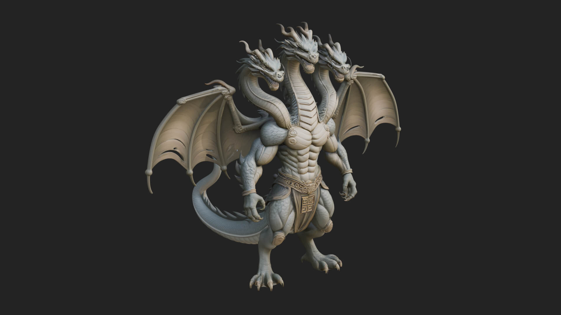 Multi-Headed Hydra Statue Design 9 3D Print Model 3D Model