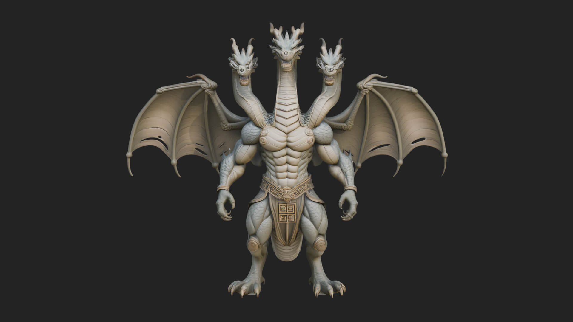 Multi-Headed Hydra Statue Design 9 3D Print Model 3D Model