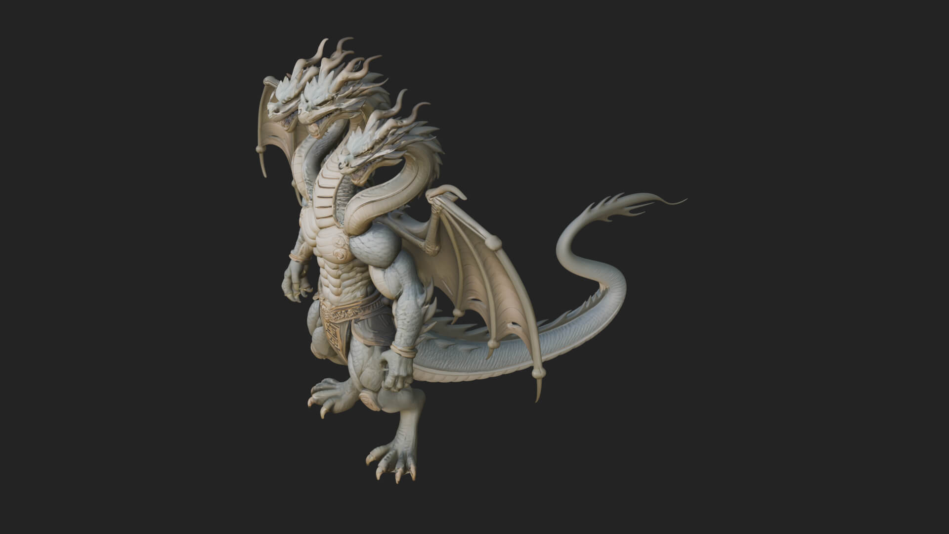 Multi-Headed Hydra Statue Design 9 3D Print Model 3D Model