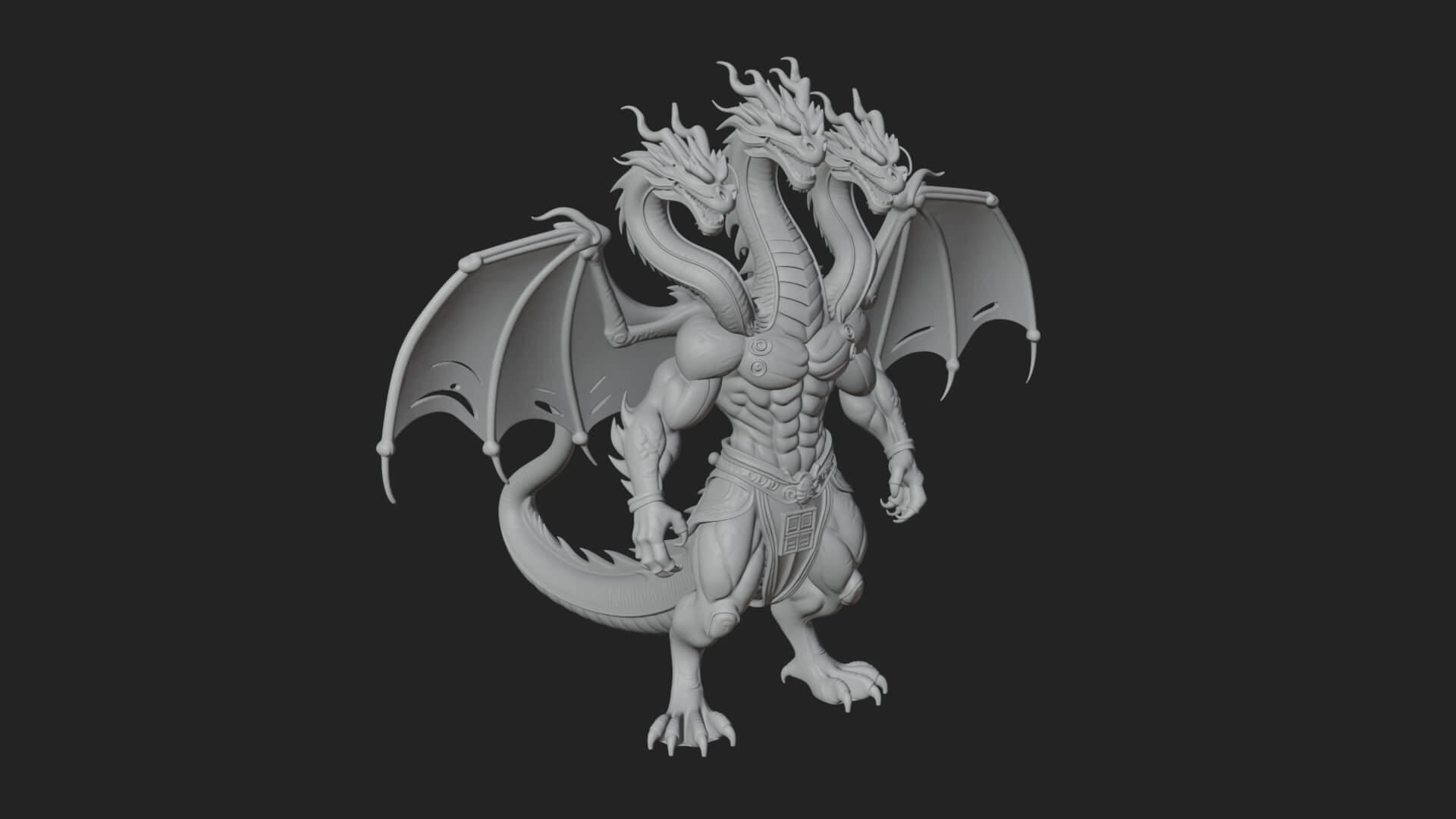 Multi-Headed Hydra Statue Design 9 3D Print Model 3D Model