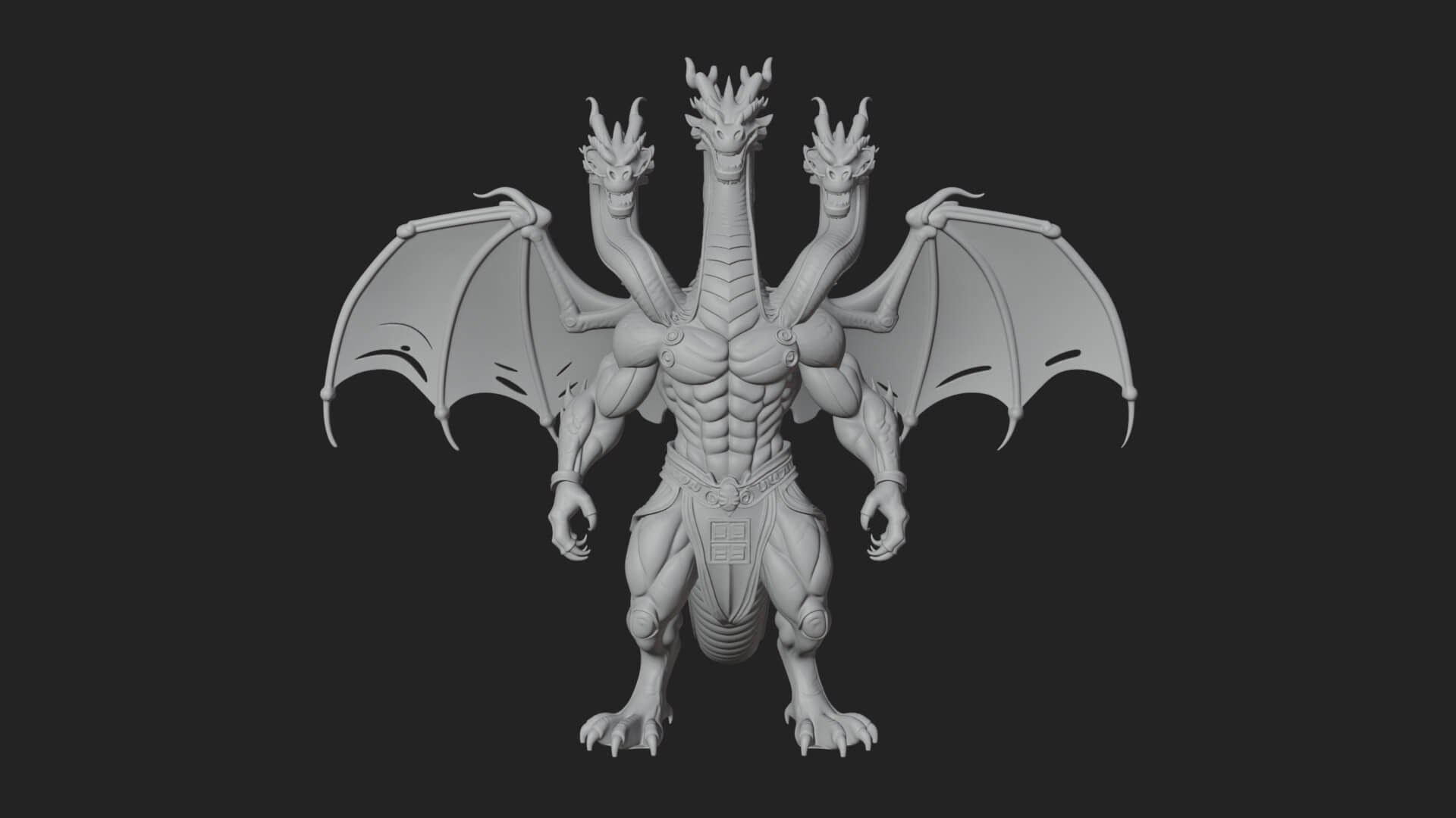 Multi-Headed Hydra Statue Design 9 3D Print Model 3D Model