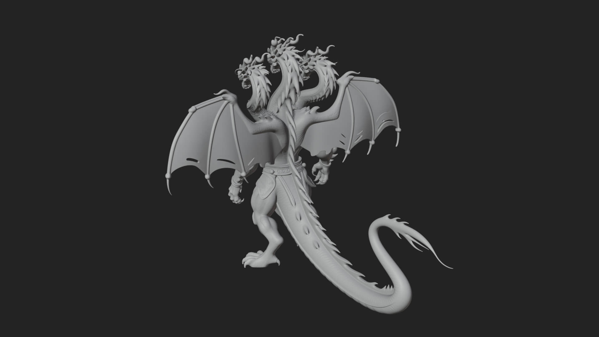 Multi-Headed Hydra Statue Design 9 3D Print Model 3D Model