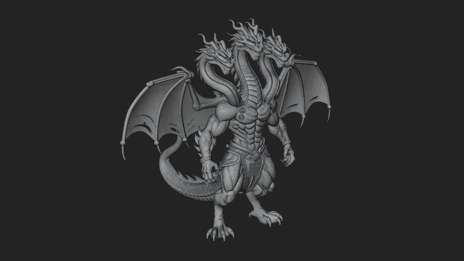 Multi-Headed Hydra Statue Design 9 3D Print Model 3D Model