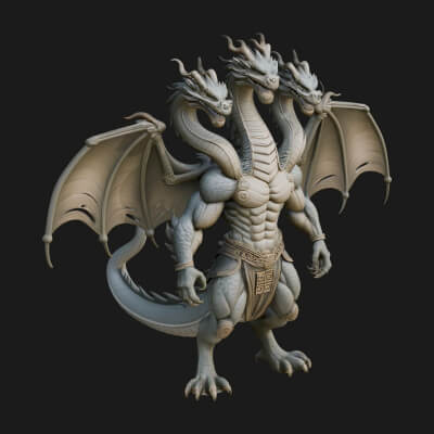 Multi-Headed Hydra Statue Design 9 3D Print Model