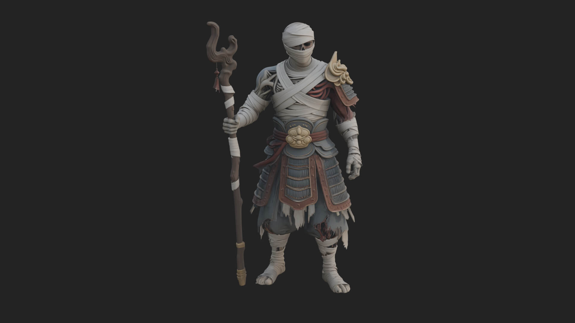 Mummy Warrior Statue Design 1 3D Print Model 3D Model
