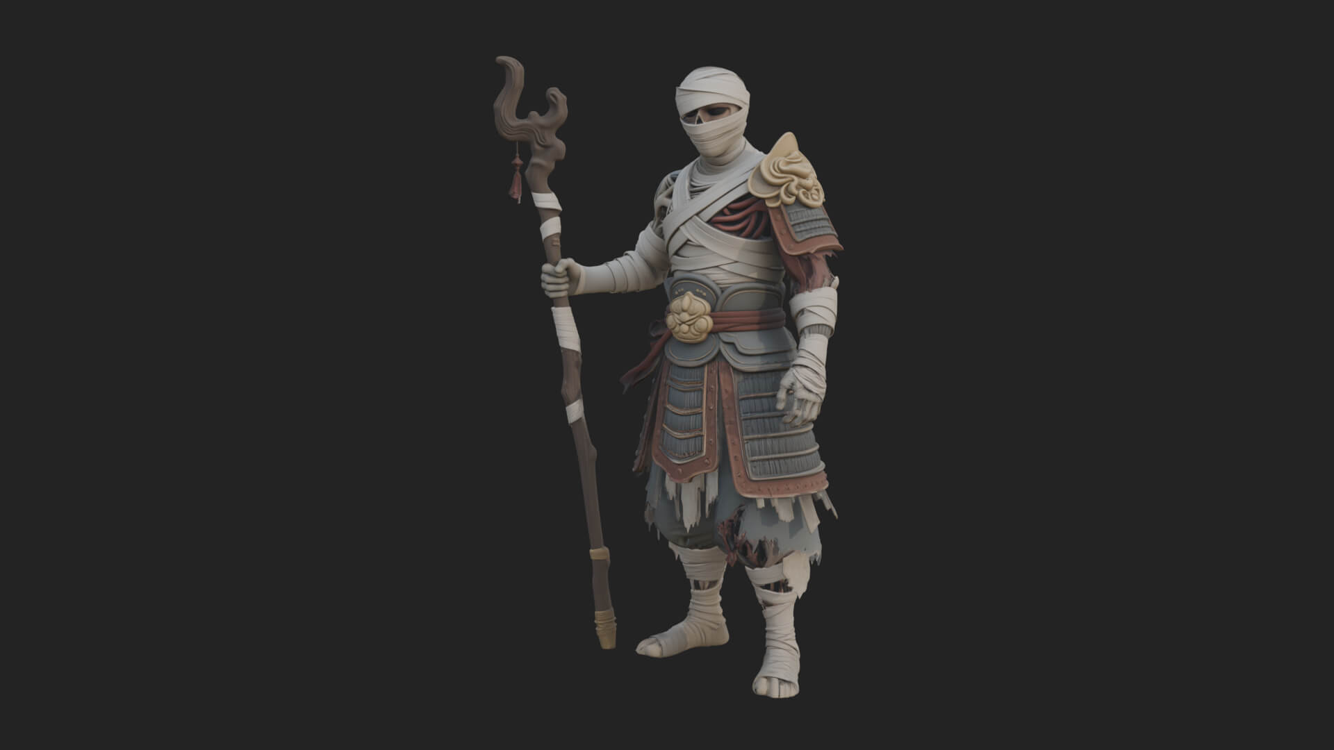 Mummy Warrior Statue Design 1 3D Print Model 3D Model