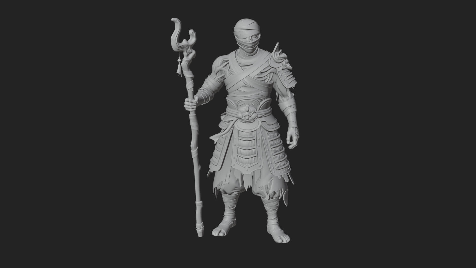 Mummy Warrior Statue Design 1 3D Print Model 3D Model