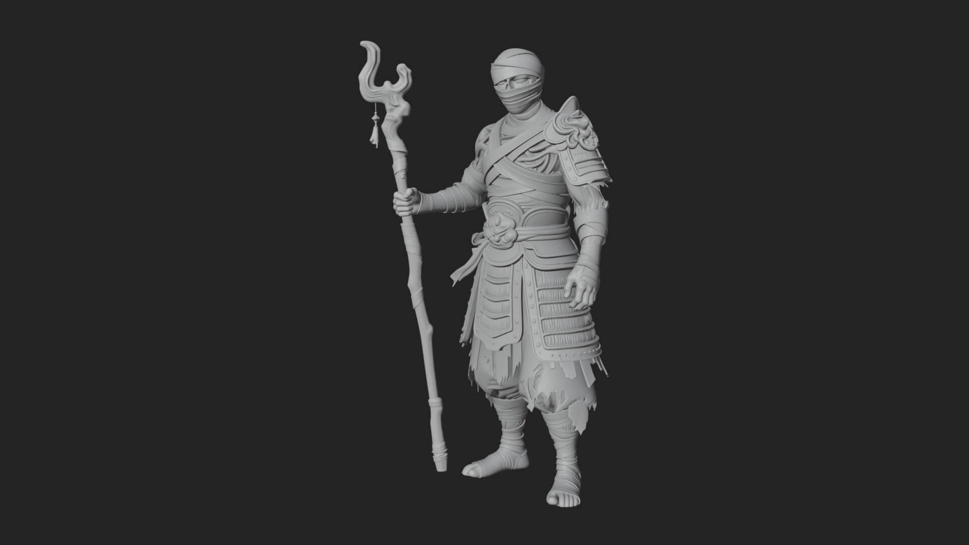 Mummy Warrior Statue Design 1 3D Print Model 3D Model